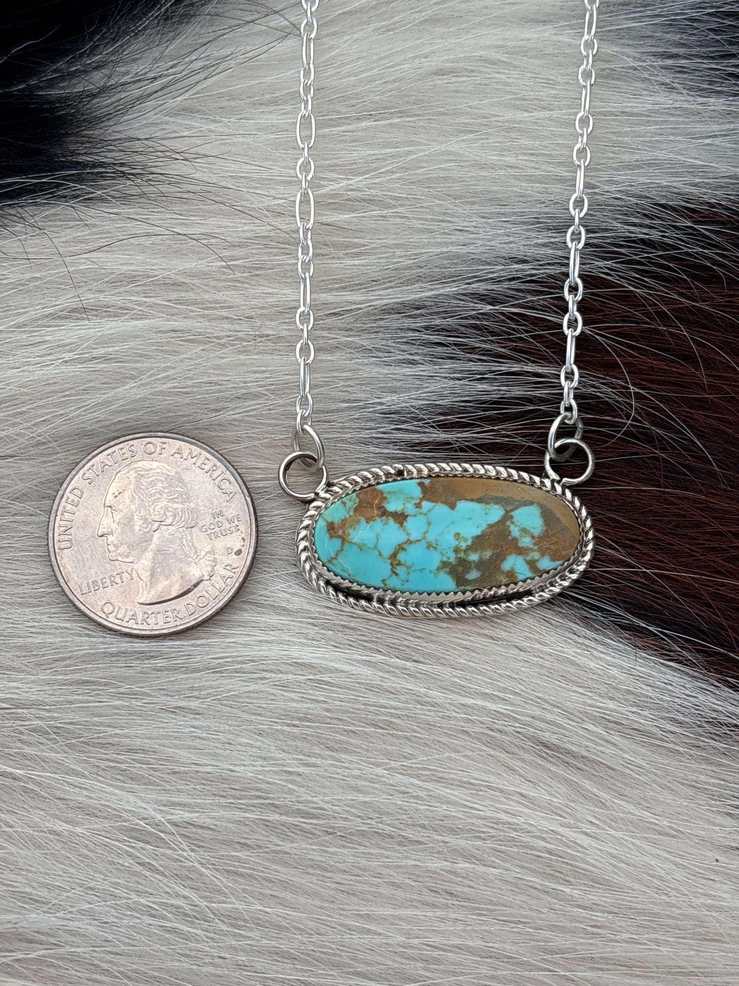 Native American, Hand-Made, Turquoise & Sterling Silver Necklace