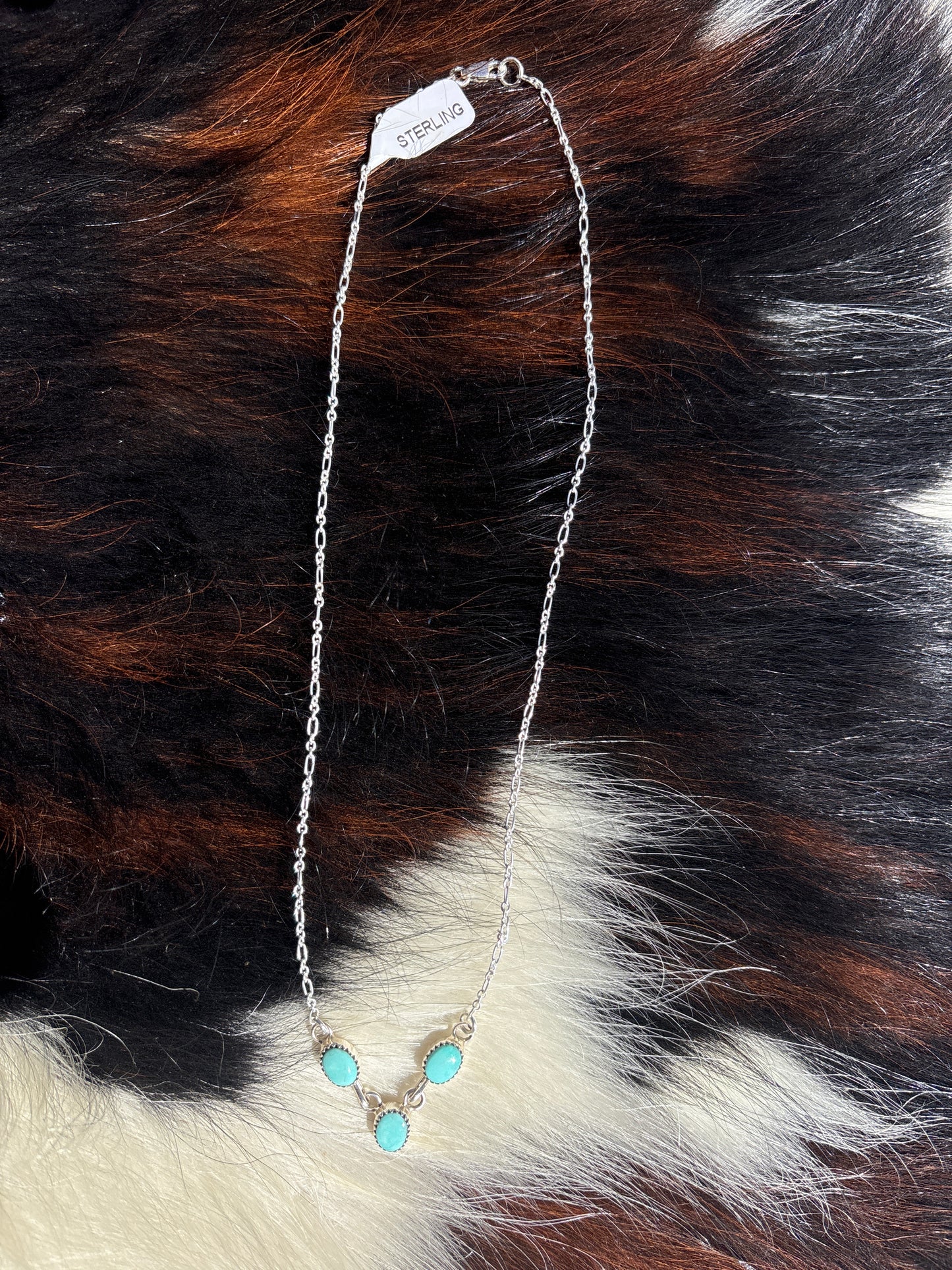 Native American, Hand-Made, Turquoise & Sterling Silver Necklace