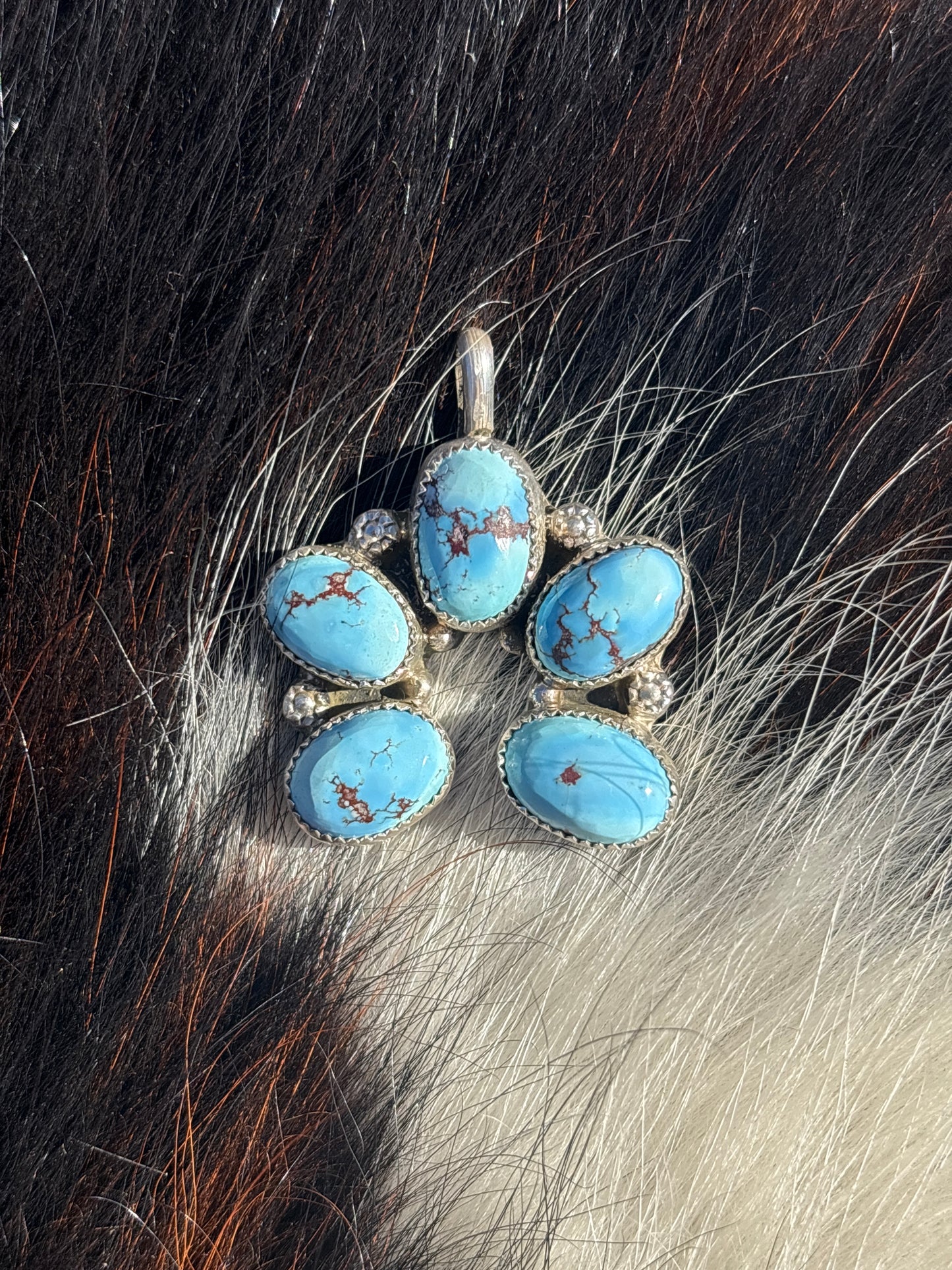 Native American, Hand-Made, Golden Hills Turquoise & Sterling Silver Naja Pendant