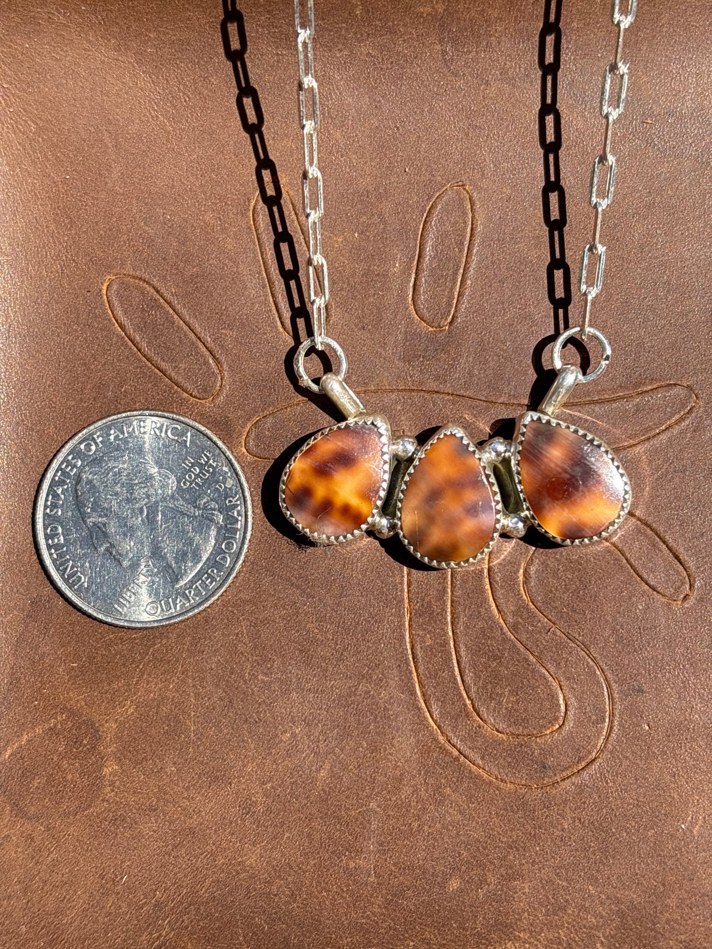 Native American, Hand-Made, Cowrie & Sterling Silver Necklace