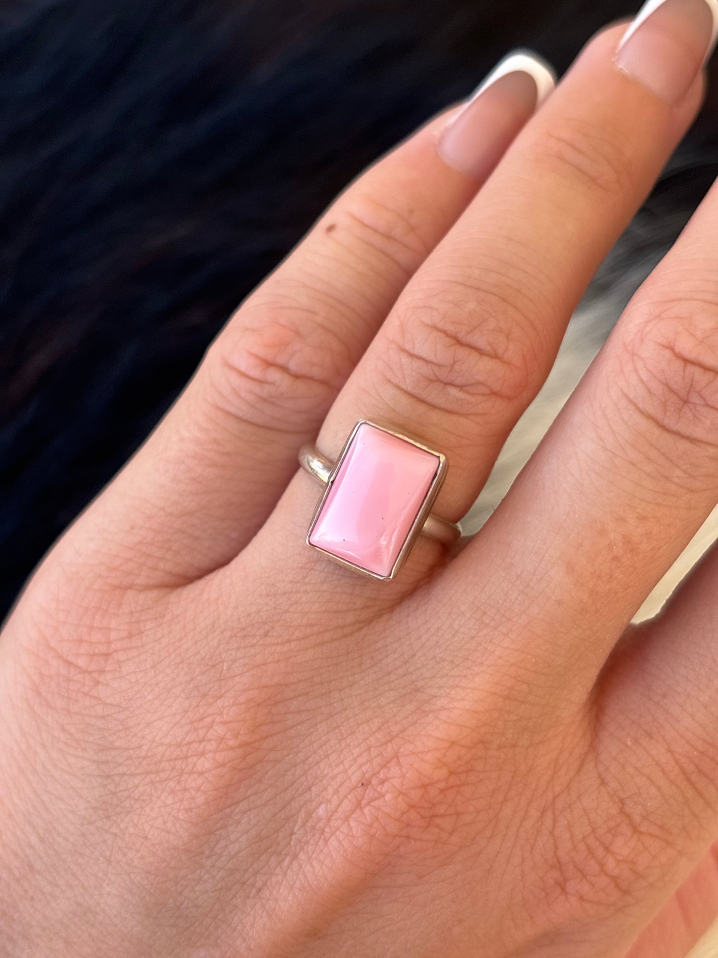 Native American, Hand-Made, Pink Conch & Sterling Silver Ring