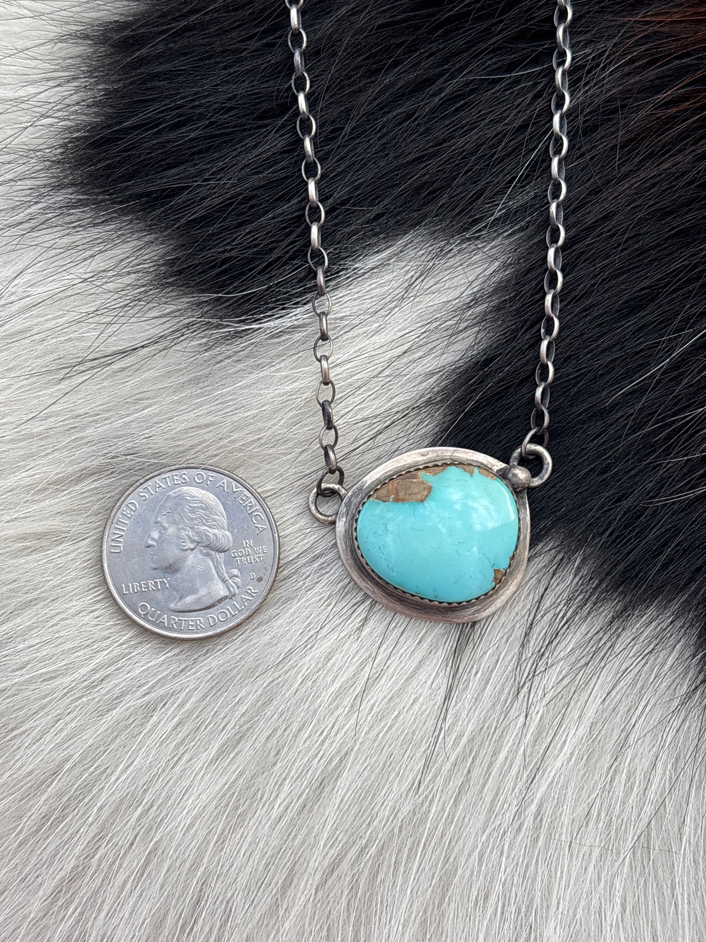 Native American, Hand-Made, Turquoise & Sterling Silver Necklace