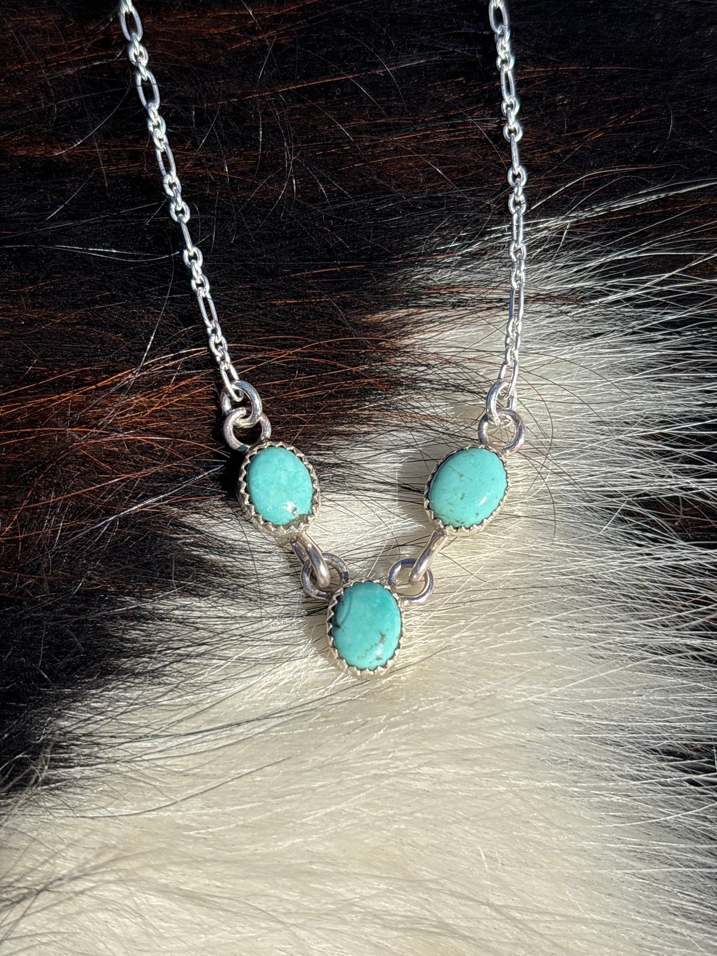 Native American, Hand-Made, Turquoise & Sterling Silver Necklace