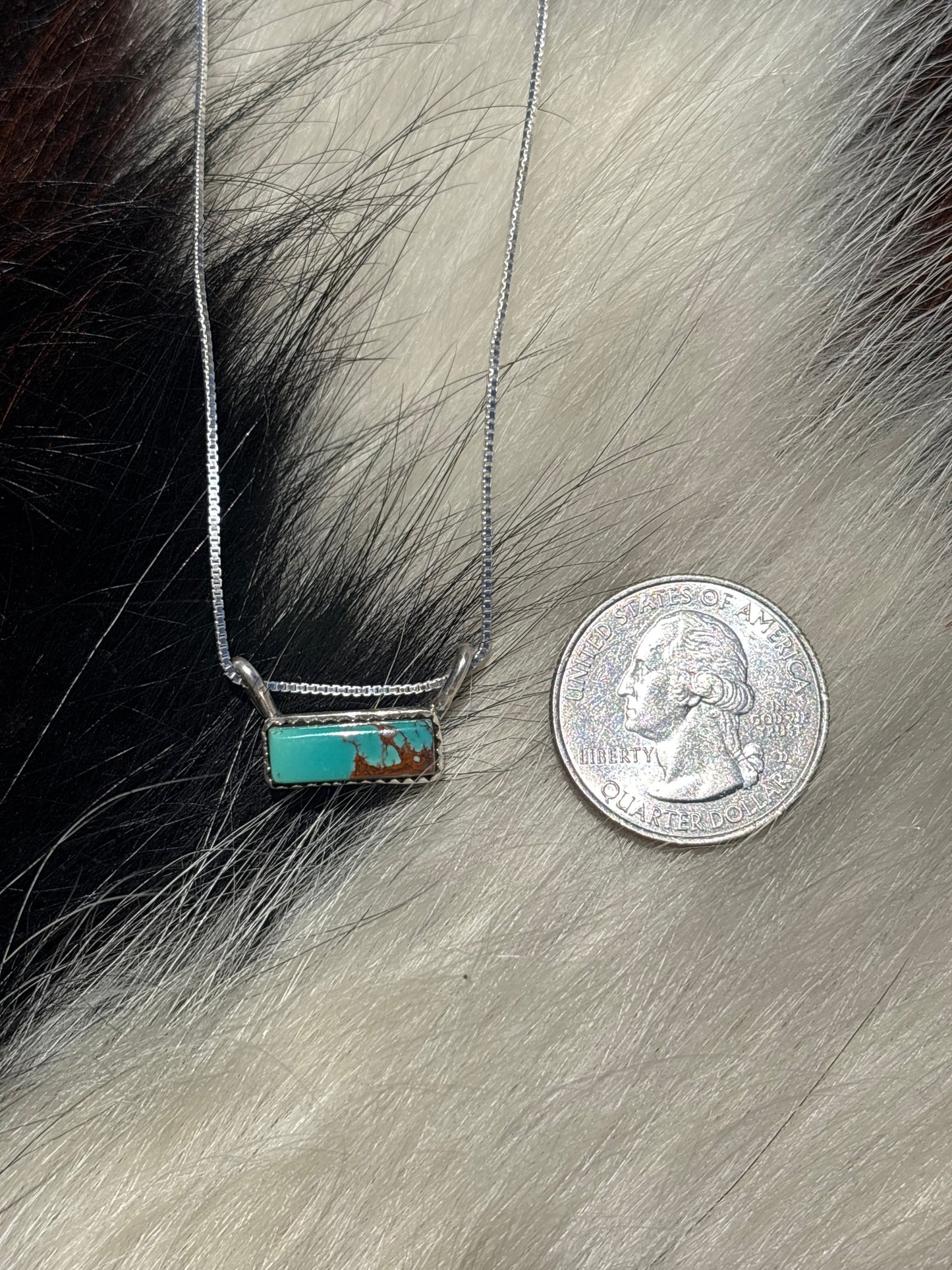 Native American, Hand-Made, Turquoise & Sterling Silver Bar Necklace