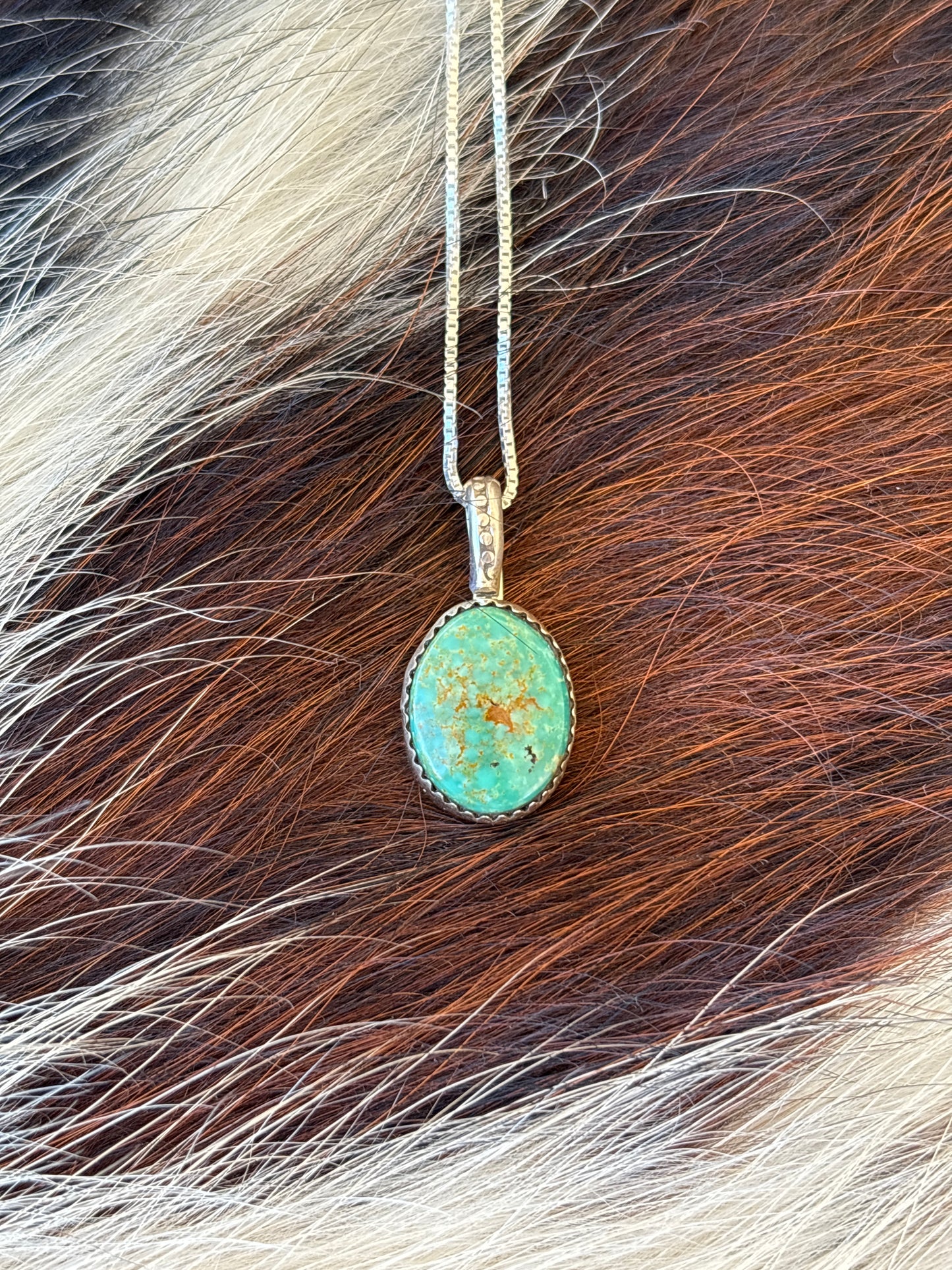Native American, Hand-Made, Turquoise & Sterling Silver Necklace