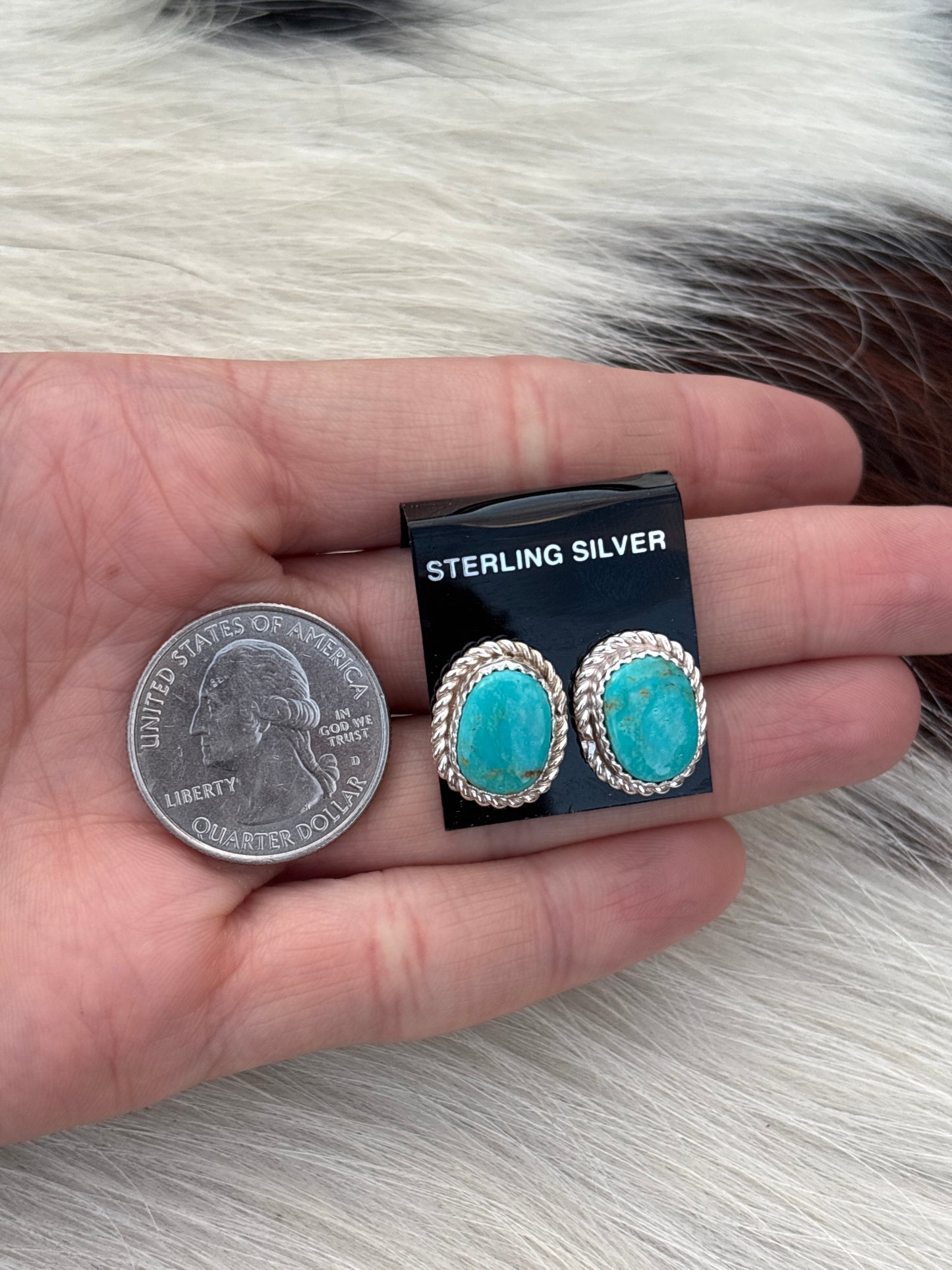 Native Made, Turquoise & Sterling Silver Earrings