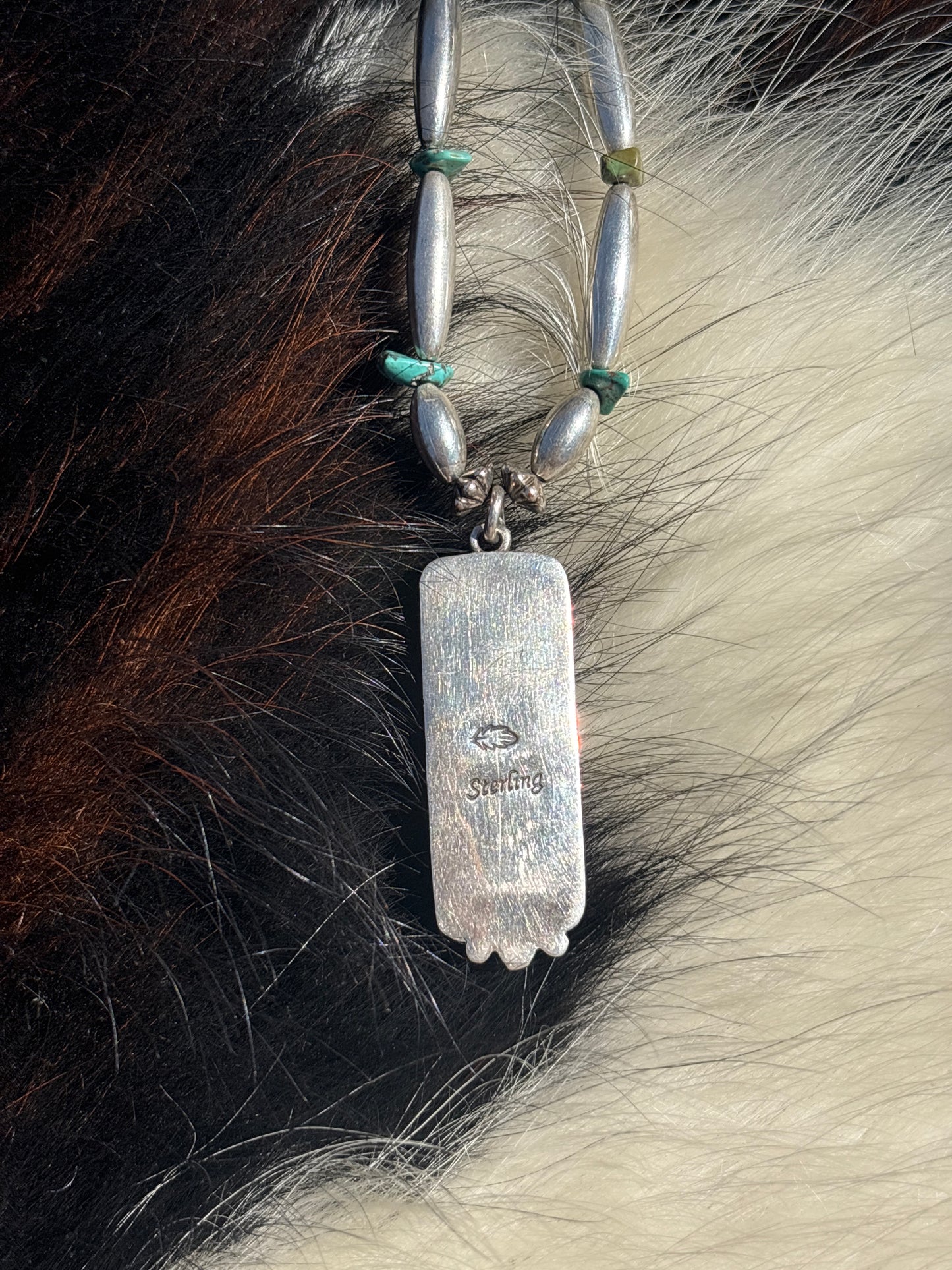 Vintage Native American, Hand-Made, Turquoise & Sterling Silver Necklace
