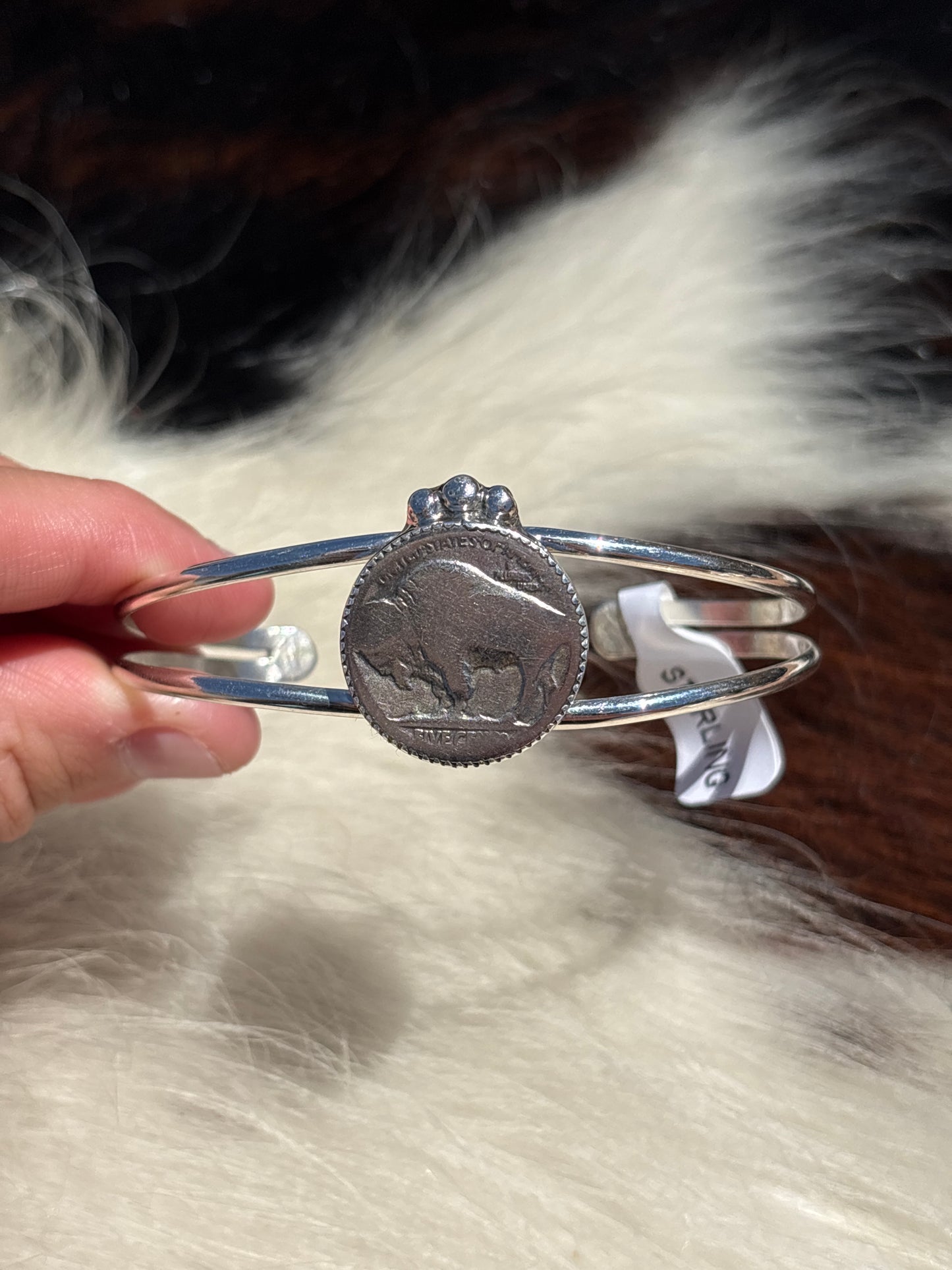 Native American, Handmade, Buffalo Nickel & Sterling Silver Cuff