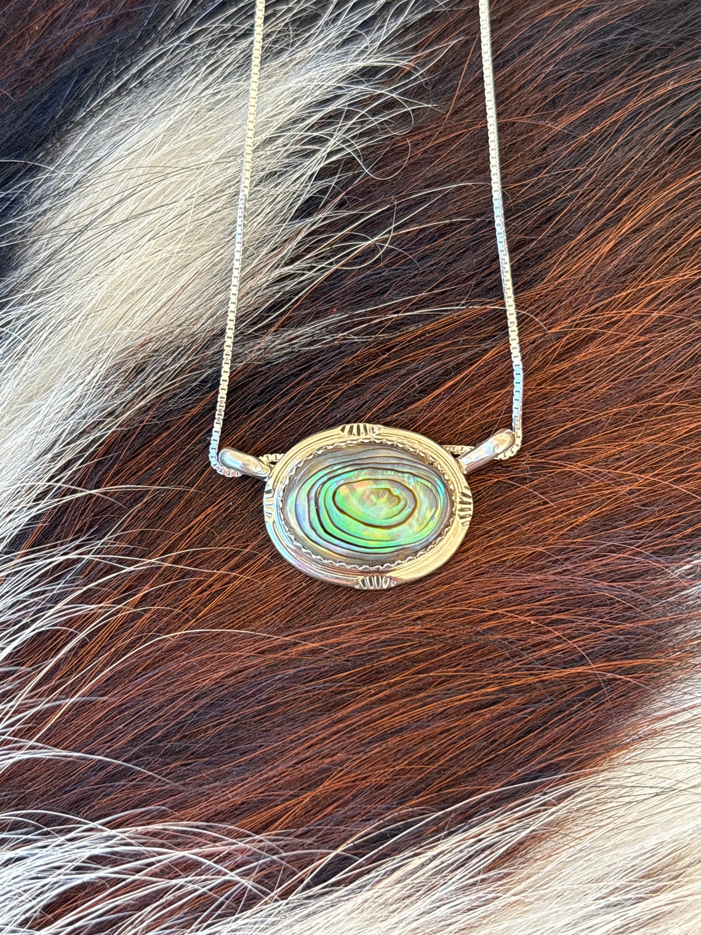 Native American, Hand-Made, Abalone & Sterling Silver Necklace
