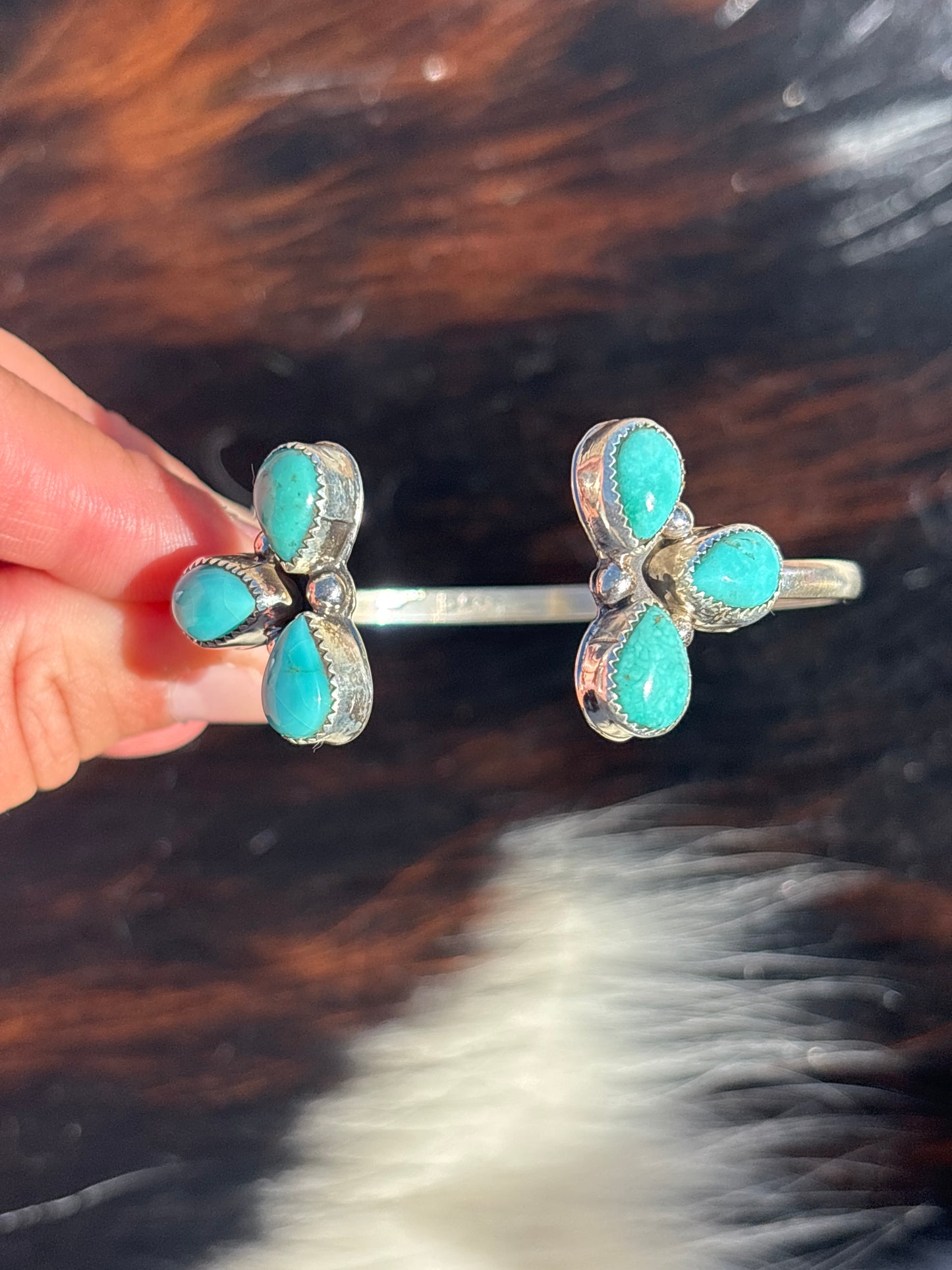 Native American, Handmade, Turquoise & Sterling Silver Cuff