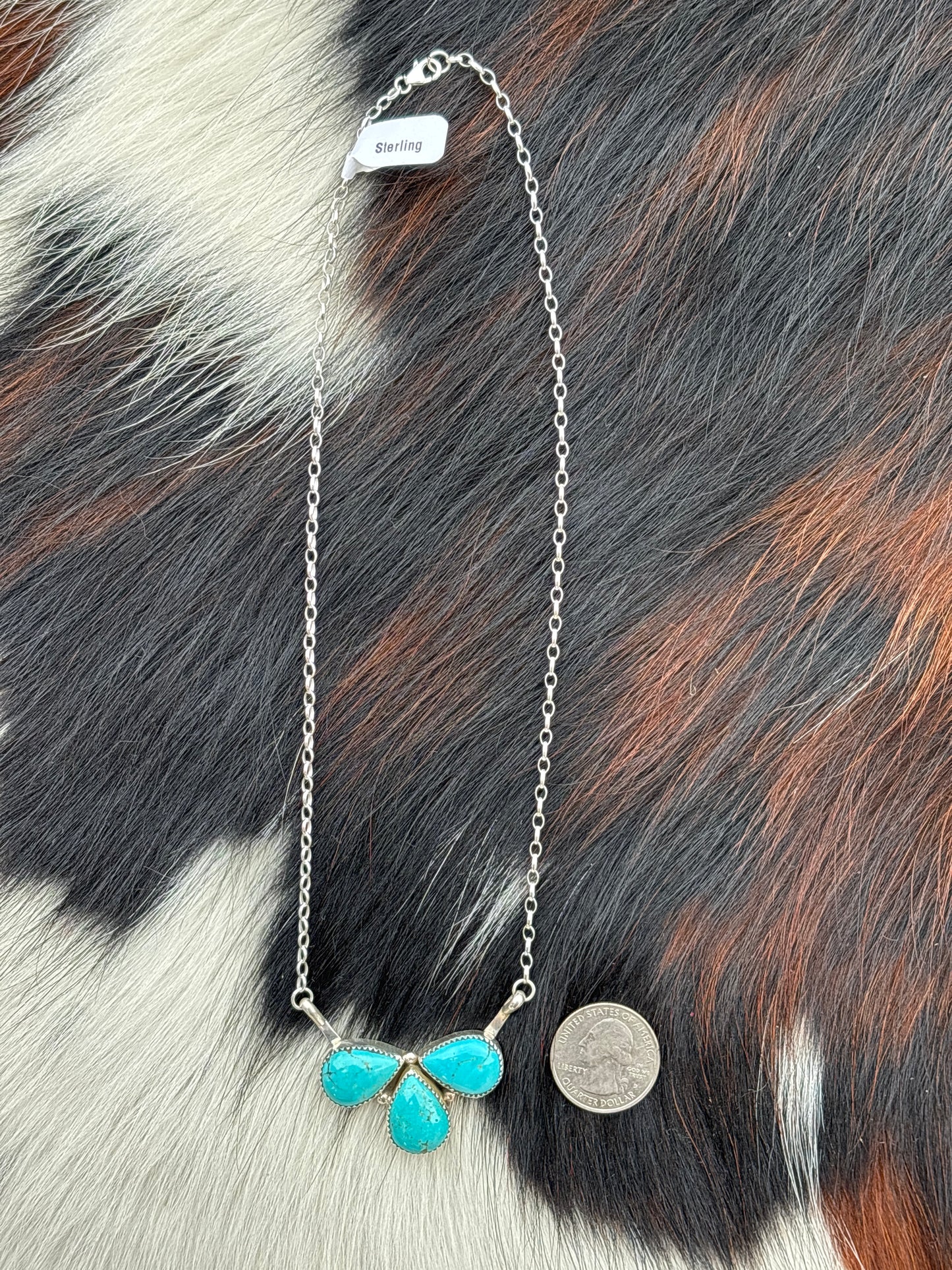 Native American, Hand-Made, Turquoise & Sterling Silver Necklace