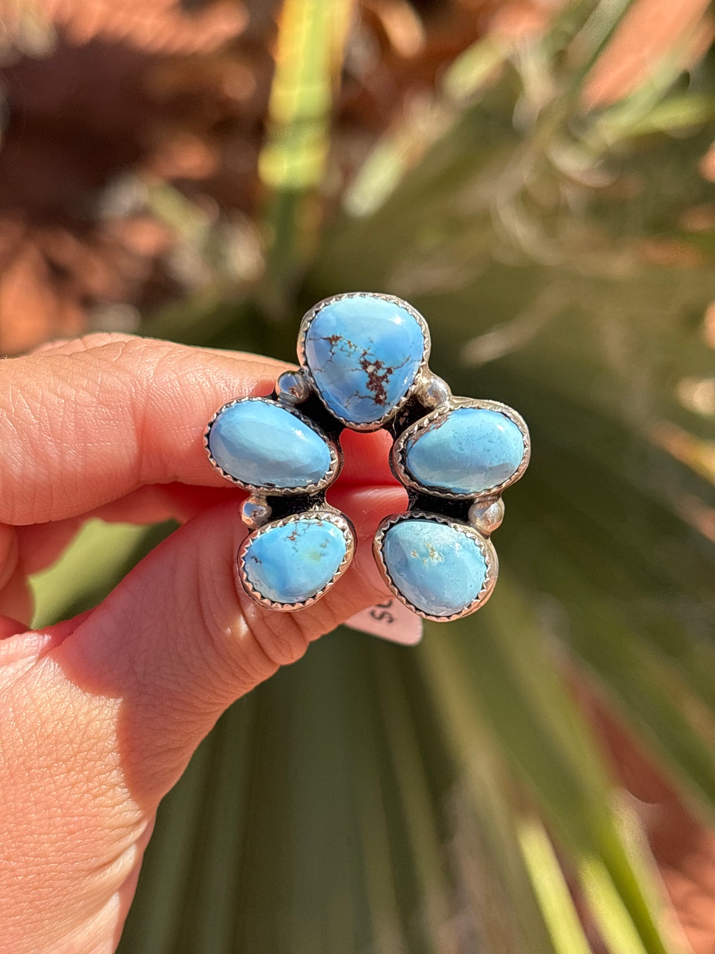 Native American, Hand-Made, GH Turquoise & Sterling Silver Naja Ring
