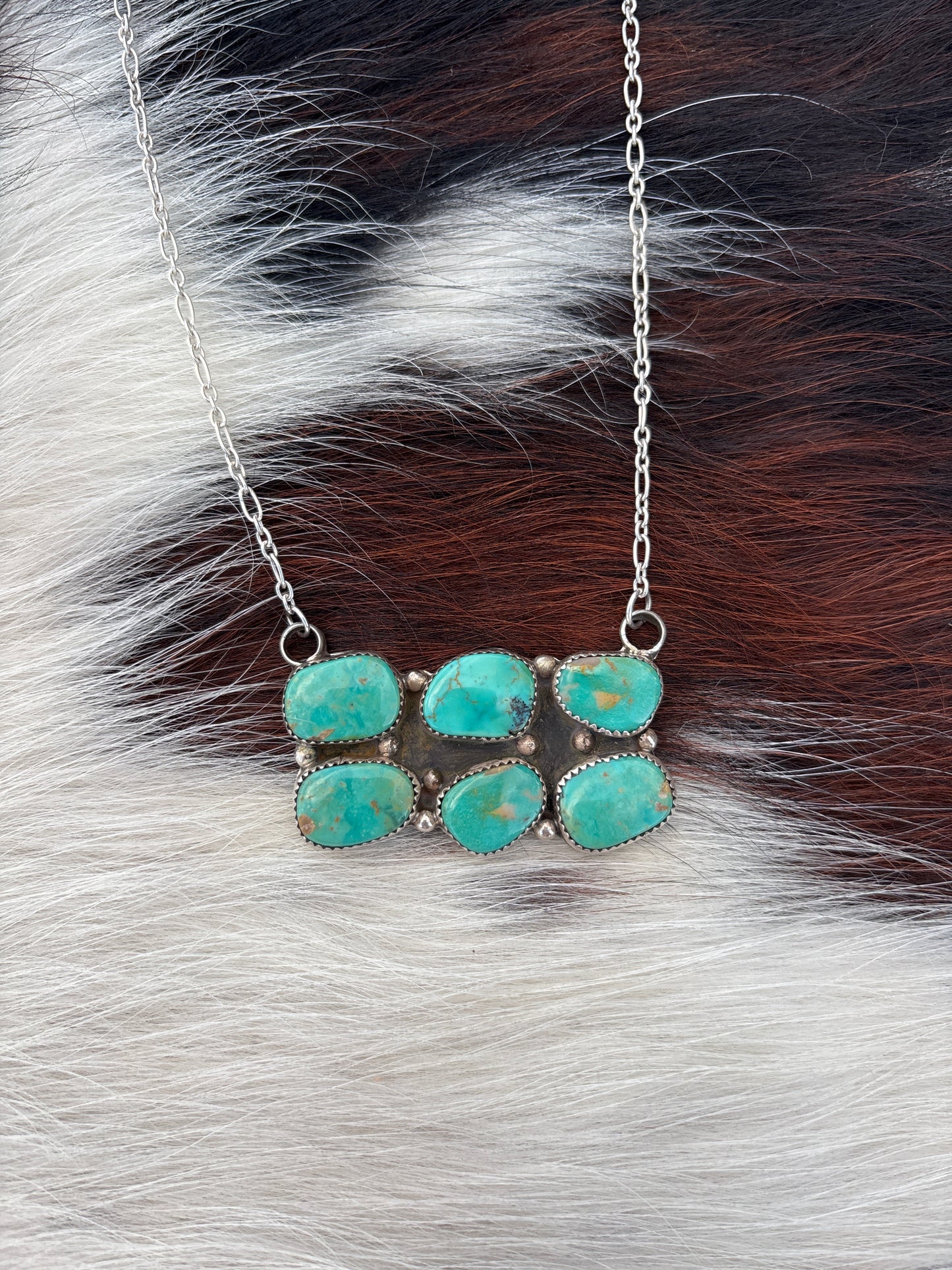 Native American, Hand-Made, Turquoise & Sterling Silver Necklace