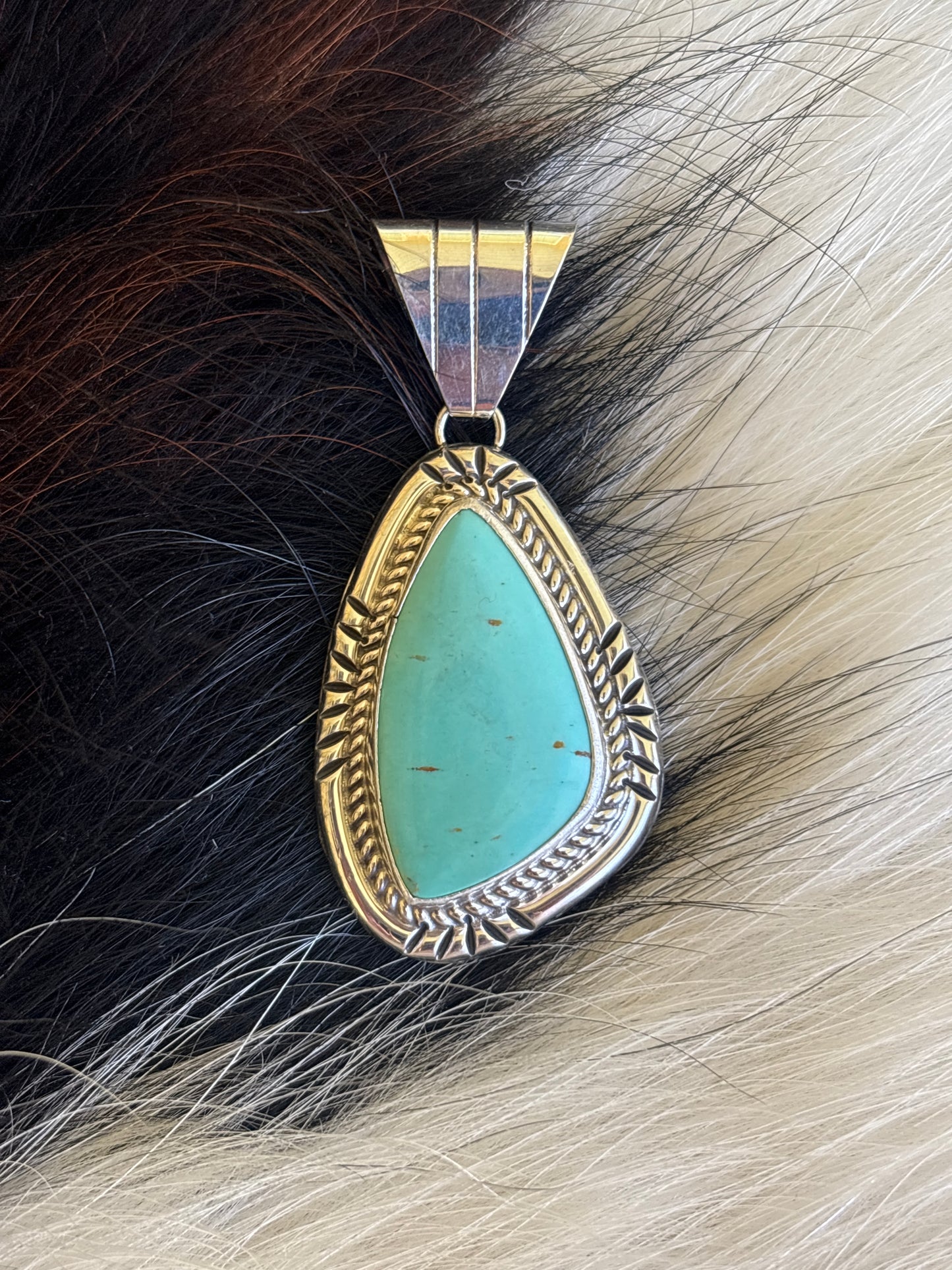 Native American, Hand-Made, Turquoise & Sterling Silver Pendant