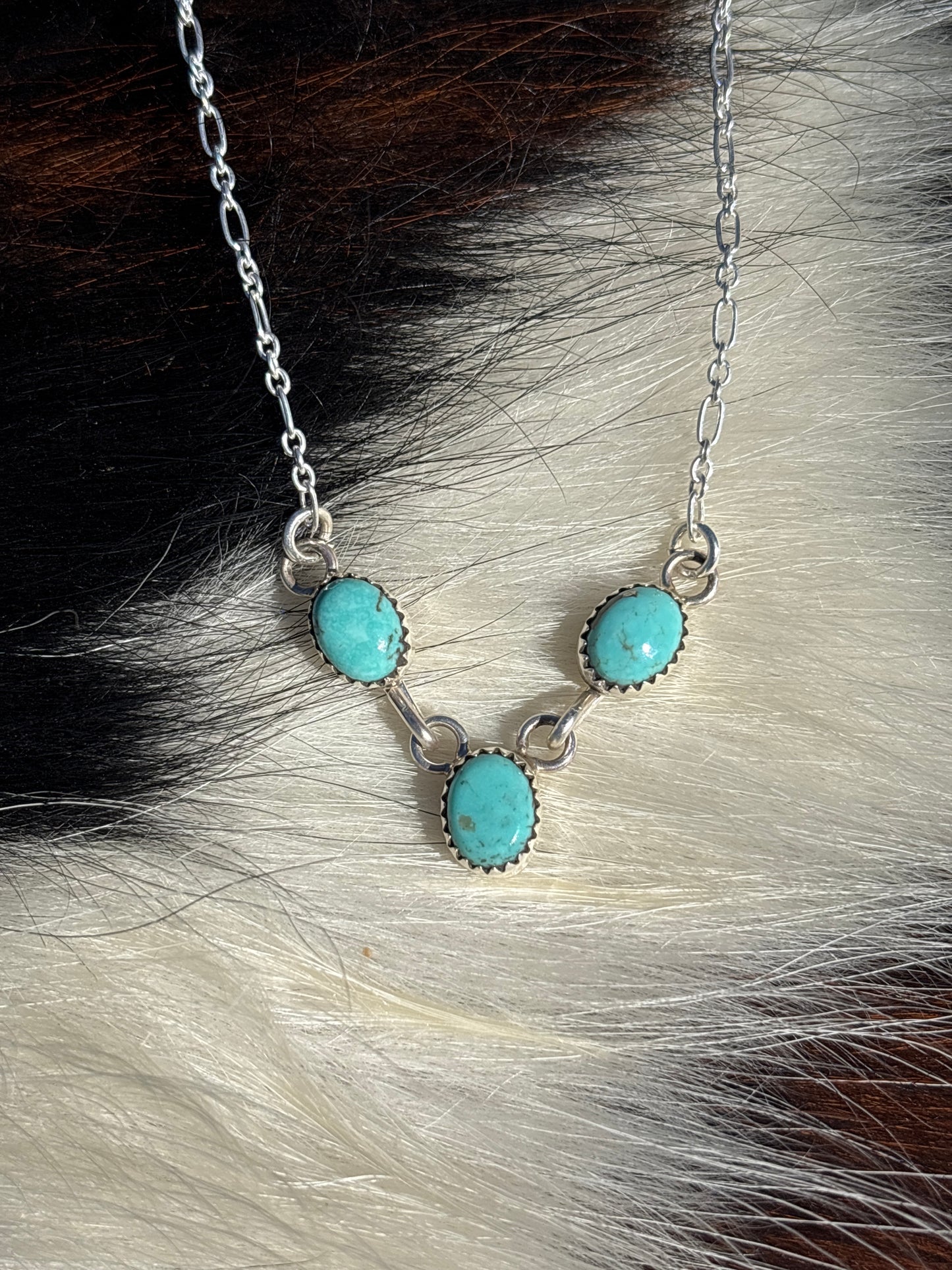 Native American, Hand-Made, Turquoise & Sterling Silver Necklace