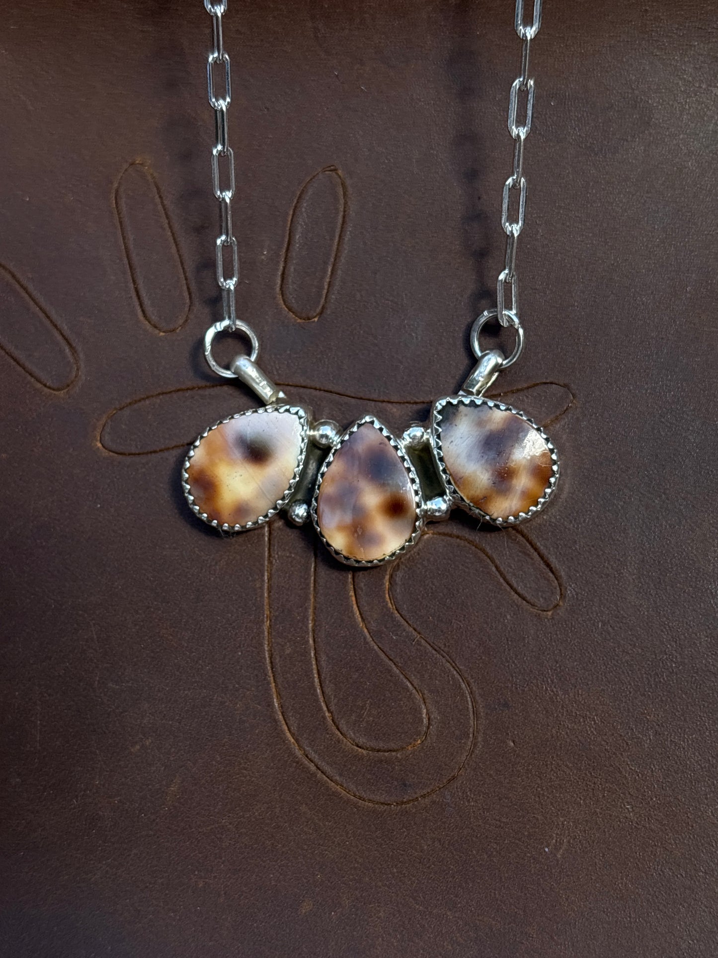 Native American, Hand-Made, Cowrie & Sterling Silver Necklace