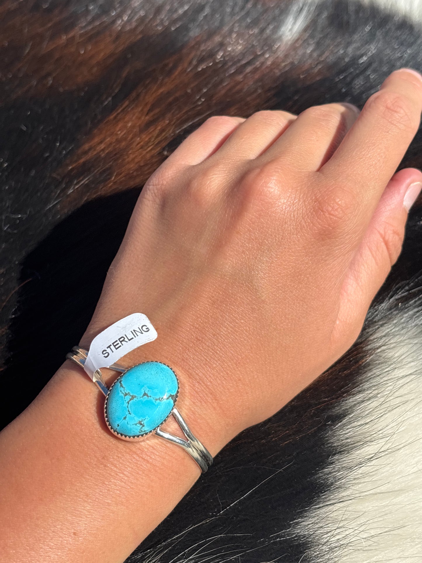 Native American, Handmade, Turquoise & Sterling Silver Cuff