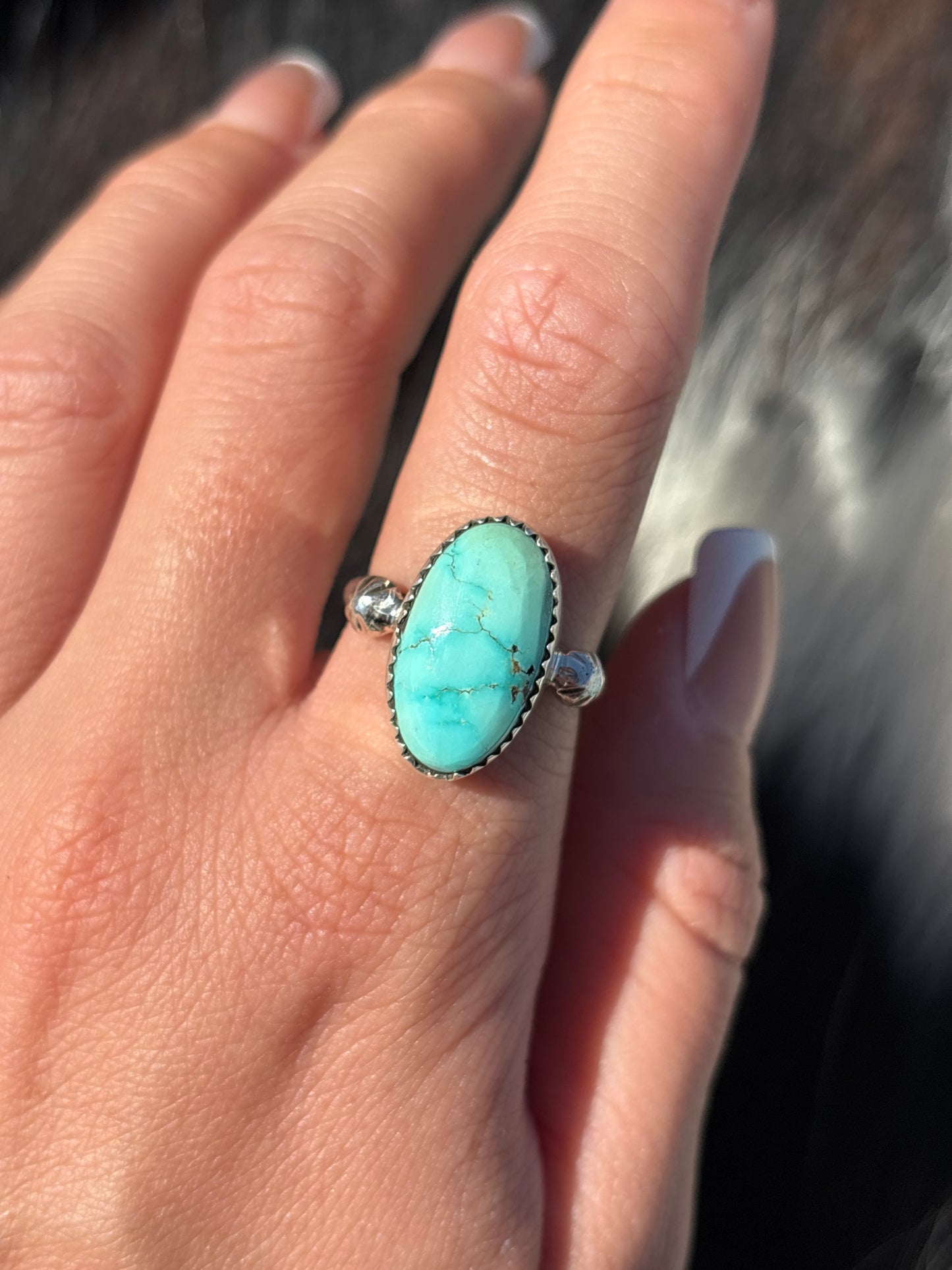 Native American, Hand-Made, Emerald Valley Turquoise & Sterling Silver Ring