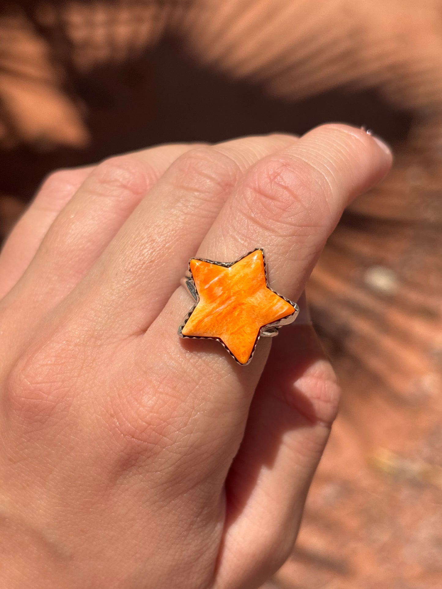 Native American, Hand-Made, Spiny Oyster & Sterling Silver Ring