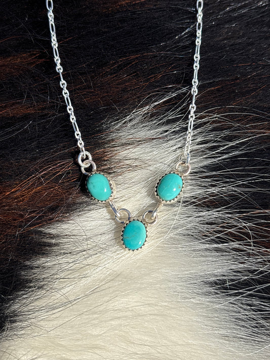 Native American, Hand-Made, Turquoise & Sterling Silver Necklace