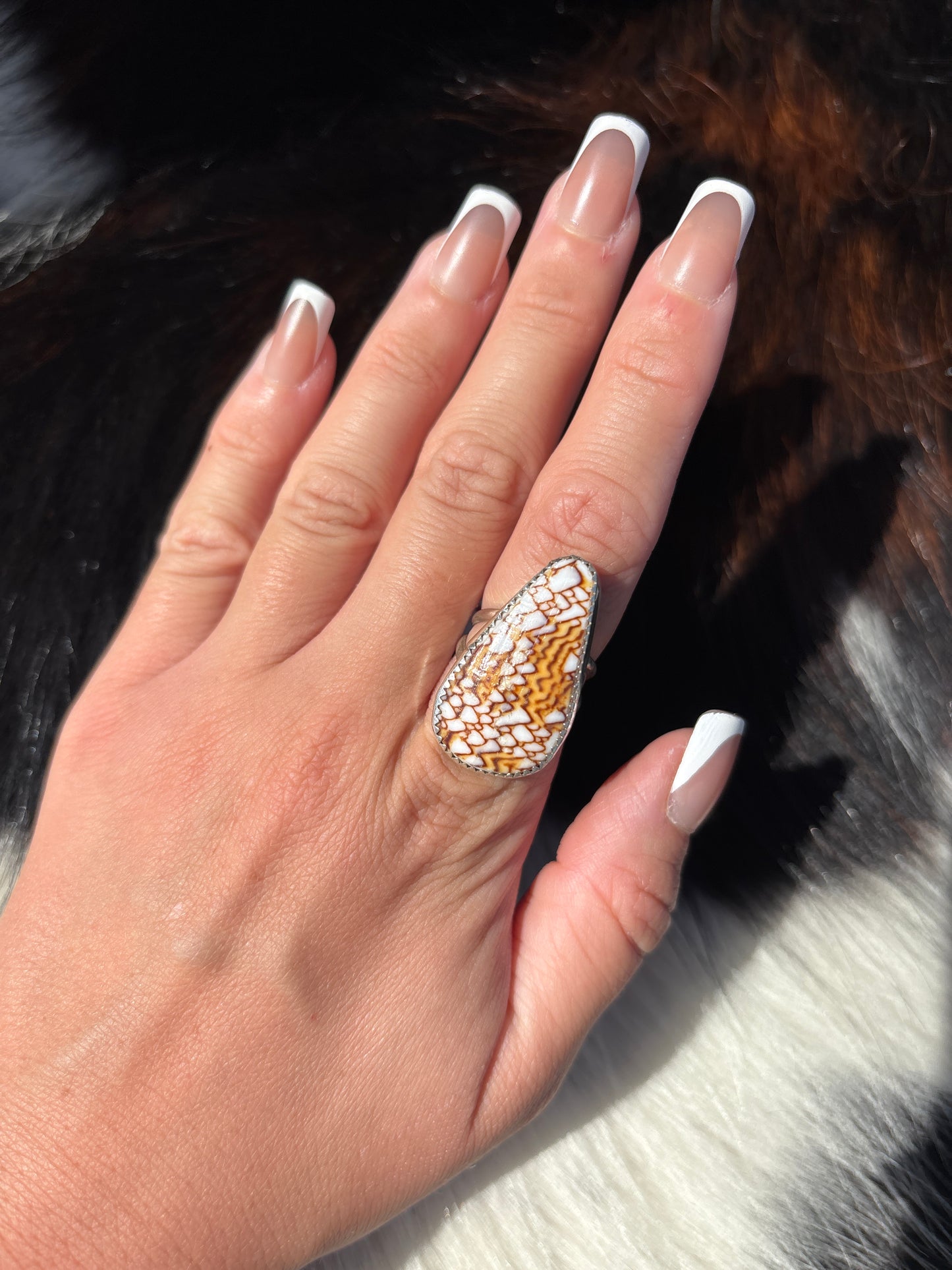 Native American, Hand-Made, Cone Shell & Sterling Silver Ring