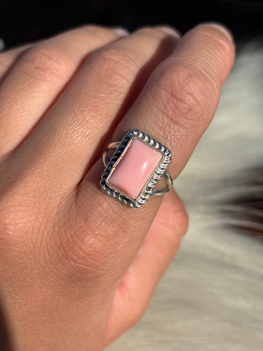Native American, Hand-Made, Pink Conch & Sterling Silver Ring