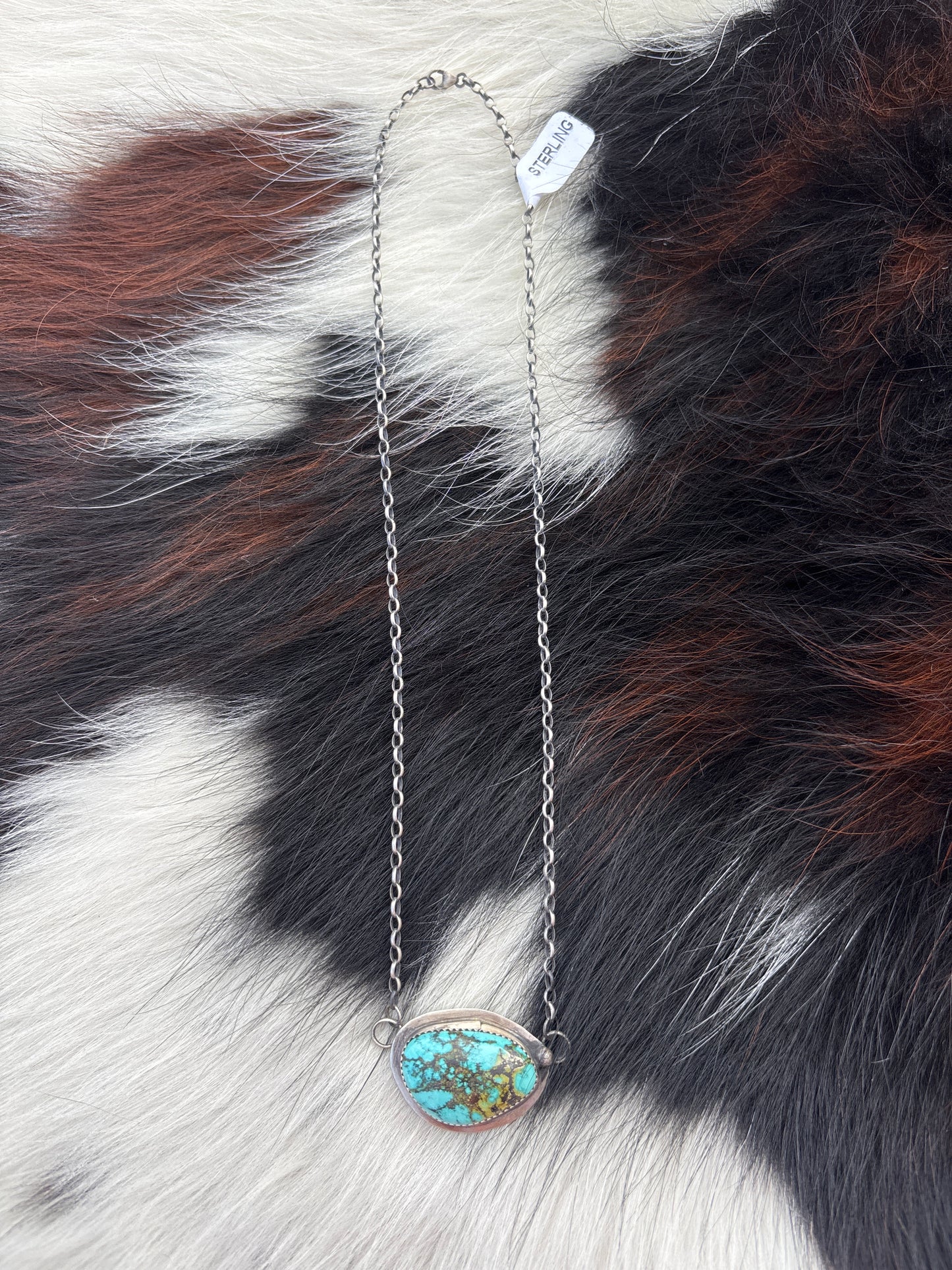 Native American, Hand-Made, Turquoise & Sterling Silver Necklace