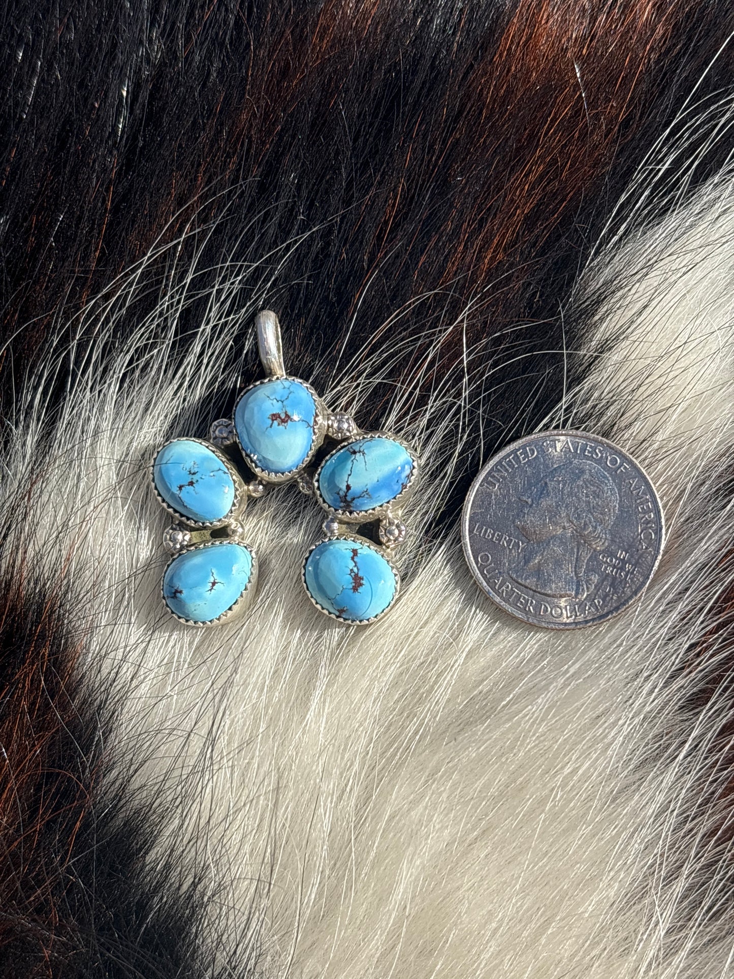 Native American, Hand-Made, Golden Hills Turquoise & Sterling Silver Naja Pendant