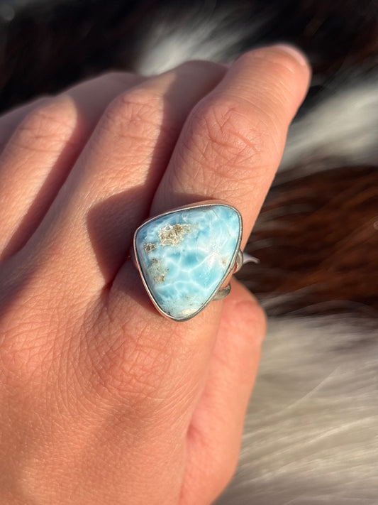 Native American, Hand-Made, Larimar & Sterling Silver Ring