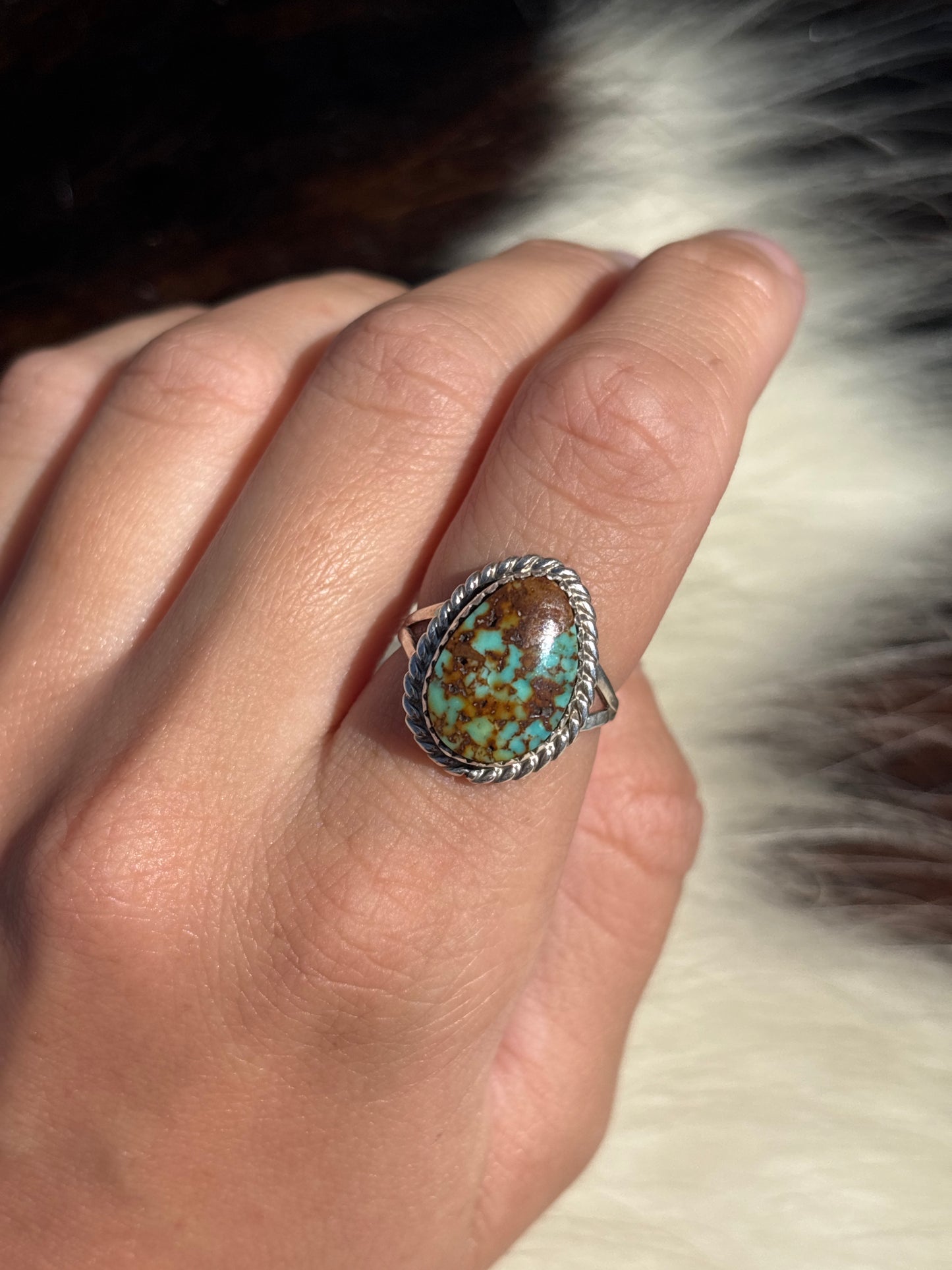 Native American, Hand-Made, Turquoise & Sterling Silver Ring