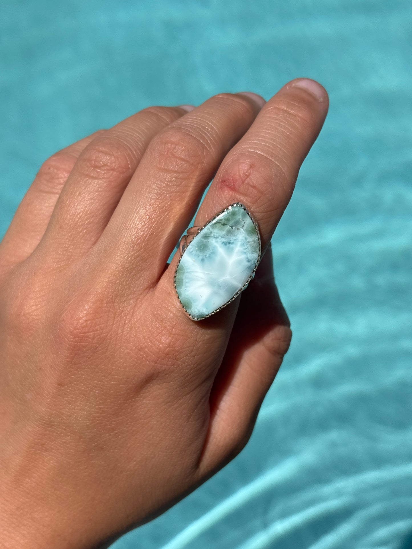 Native American, Hand-Made, Larimar & Sterling Silver Ring