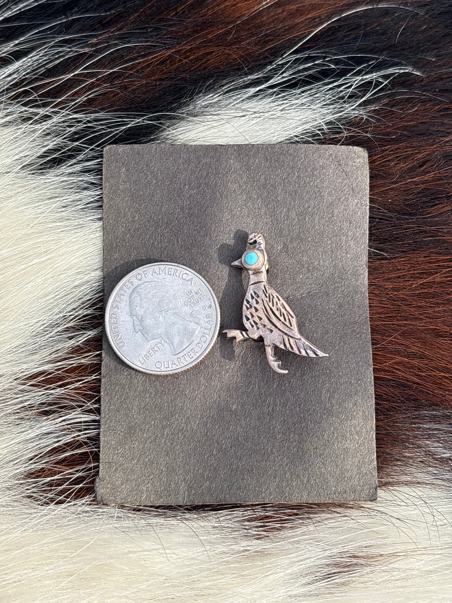 Vintage Native American, Hand-Made, Turquoise & Sterling Silver Brooch