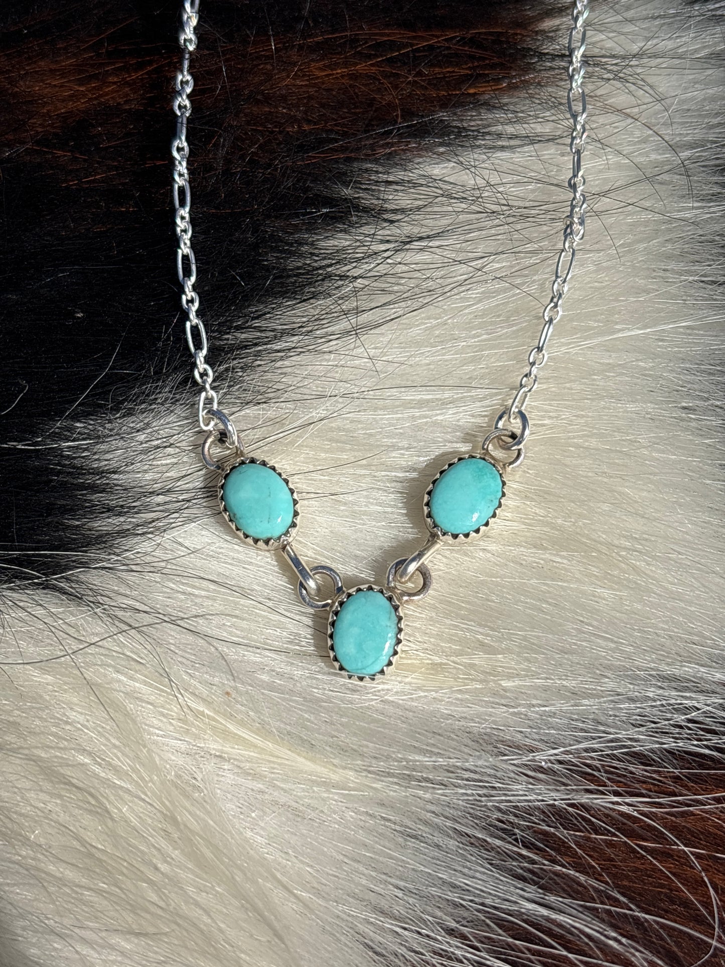 Native American, Hand-Made, Turquoise & Sterling Silver Necklace