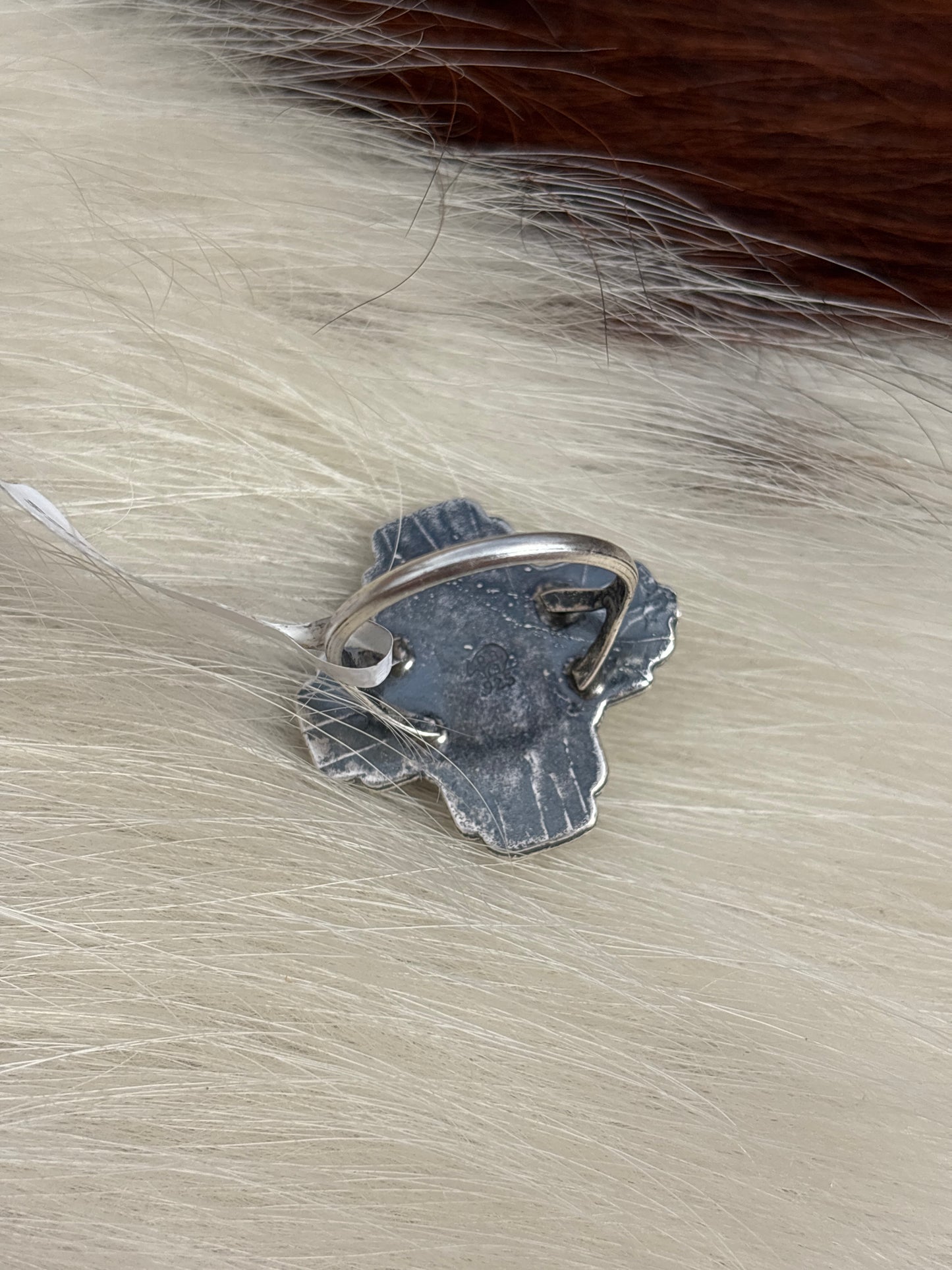 Native American, Hand-Made, Turquoise & Sterling Silver Zia Ring