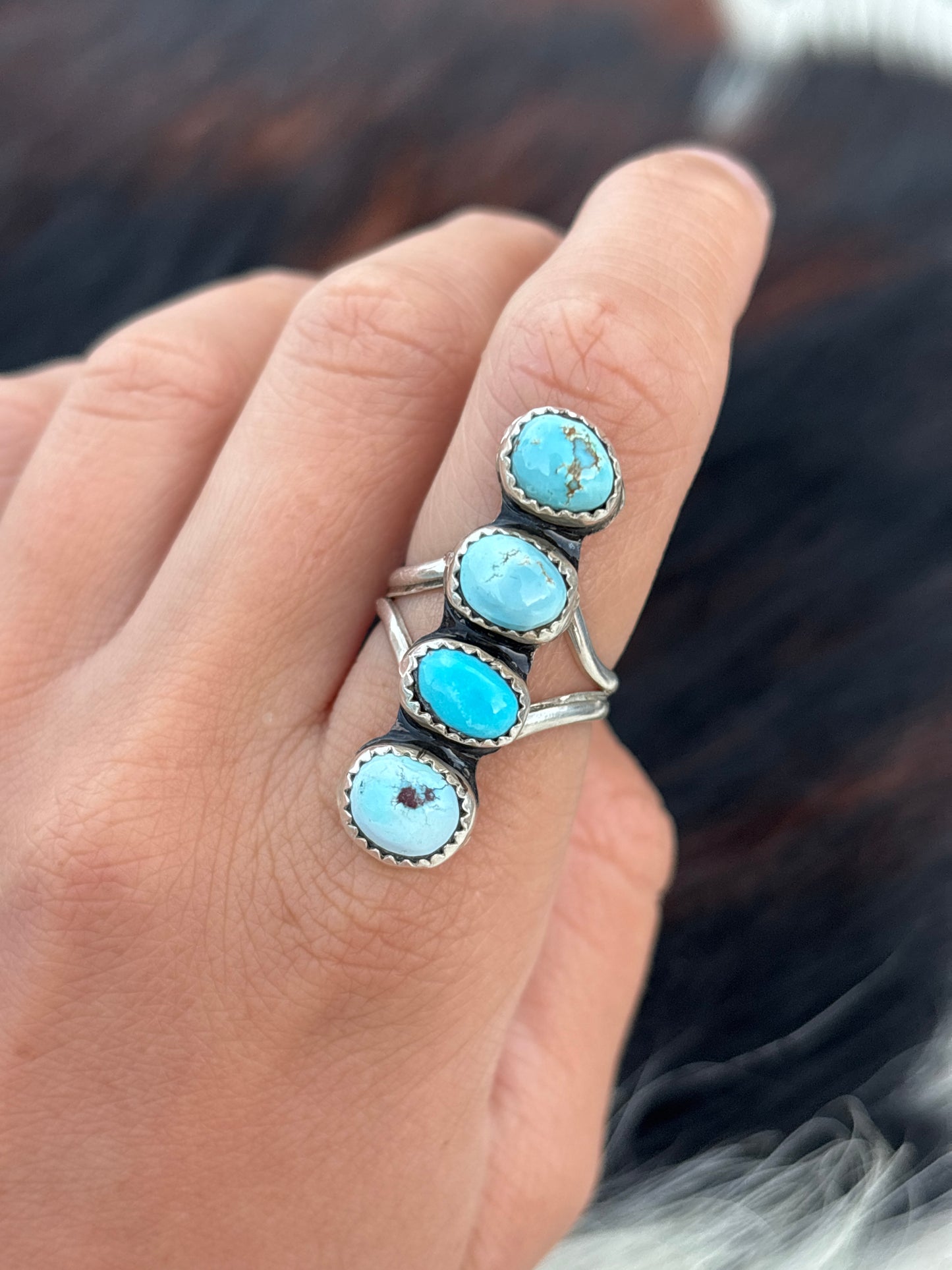 Native American, Hand-Made, GH Turquoise & Sterling Silver Ring