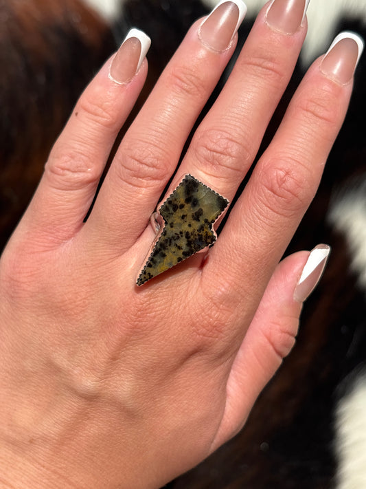 Native American, Hand-Made, Cheetah Jasper & Sterling Silver Ring