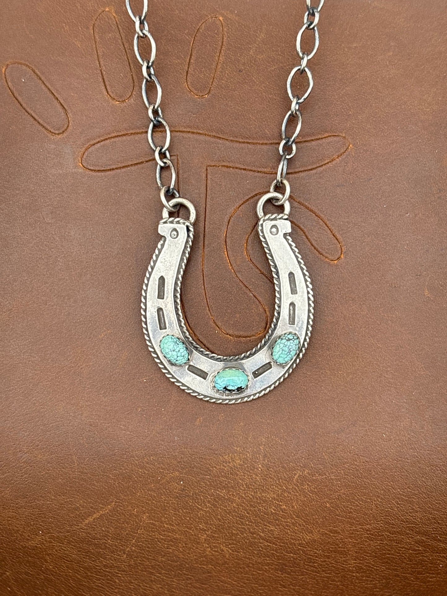 Native American, Hand-Made, Turquoise & Sterling Silver Necklace