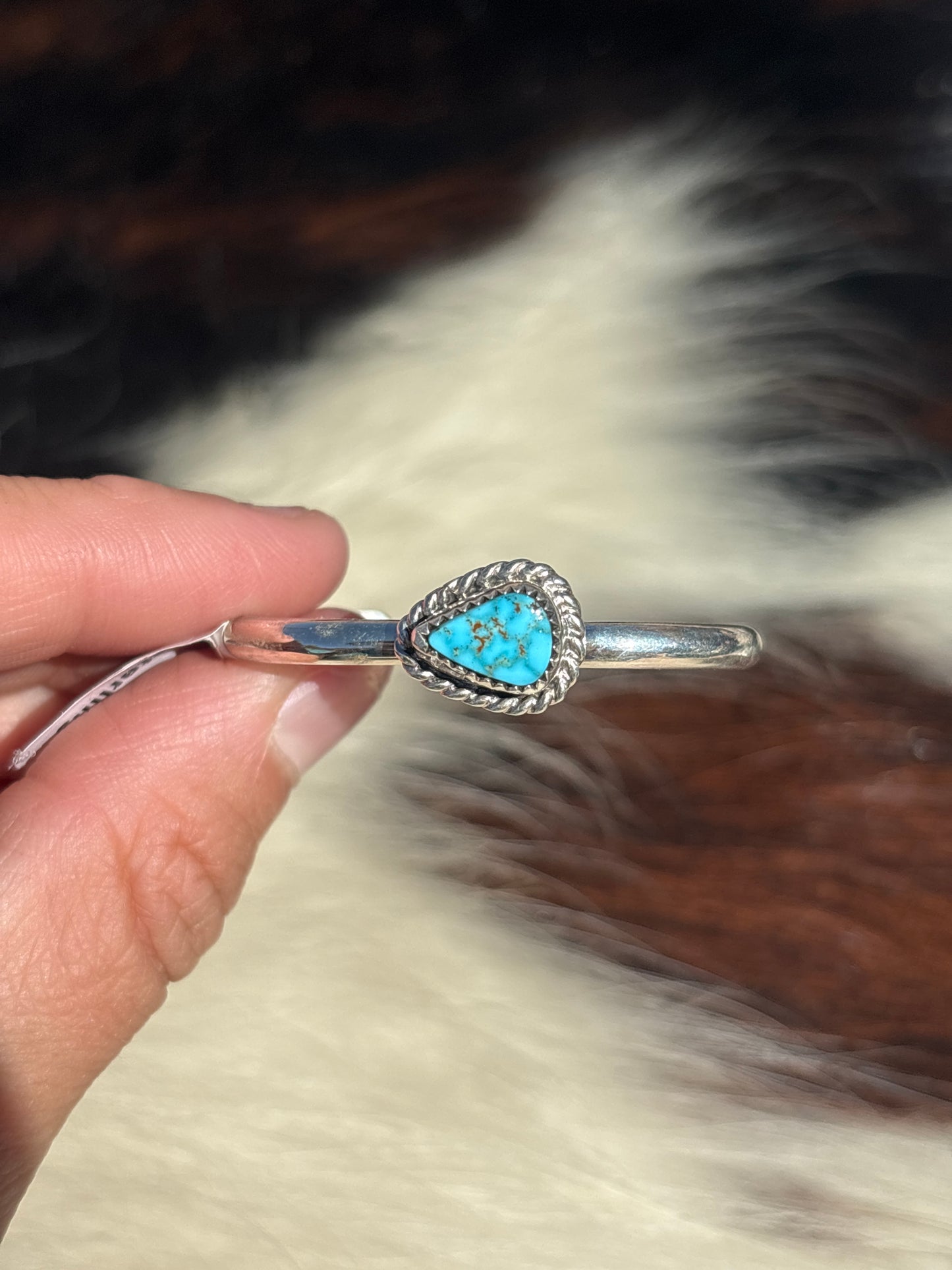 Native American, Handmade, Turquoise & Sterling Silver BABY  Cuff