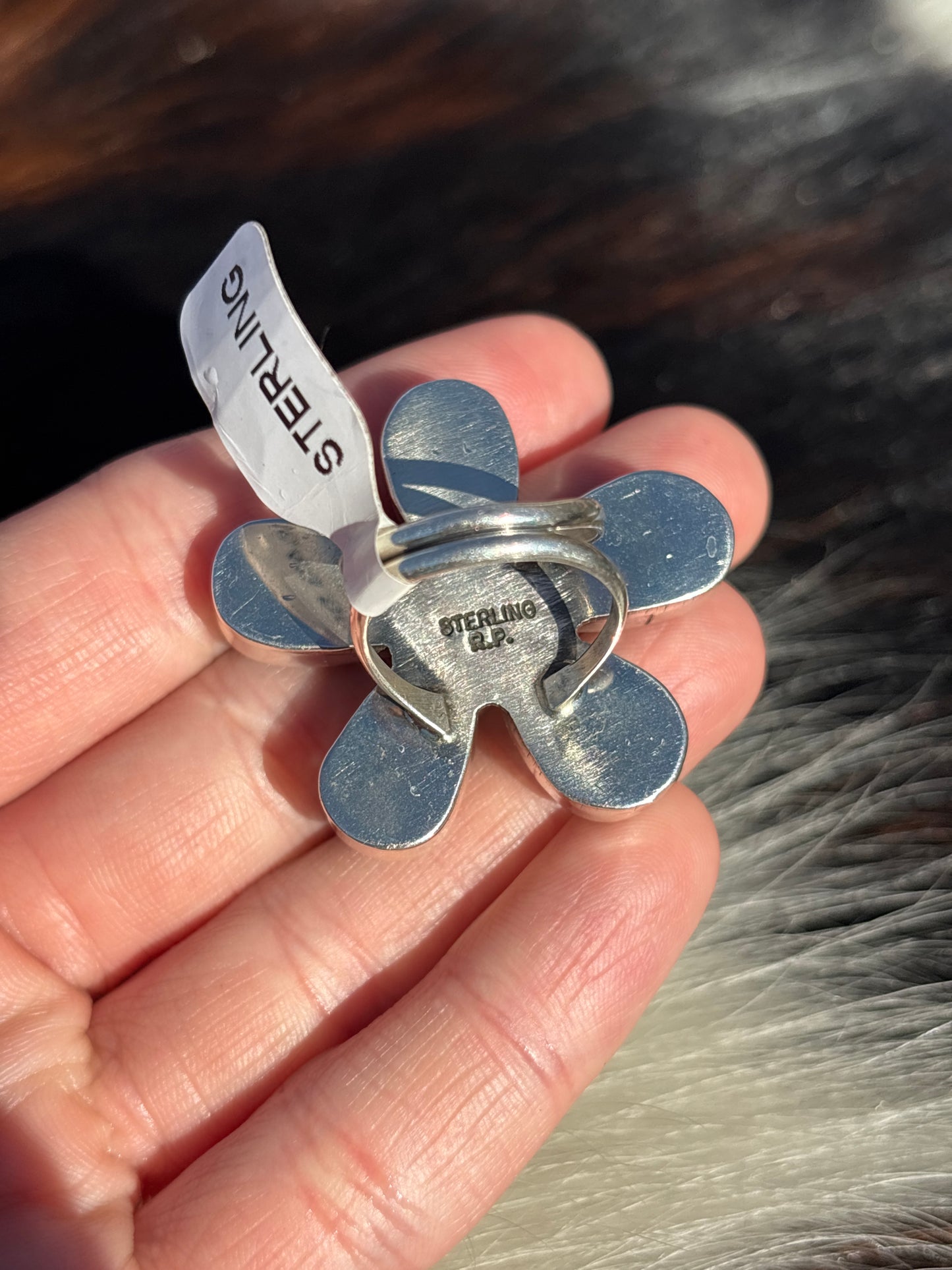 Native American, Hand-Made, Sierra Bella Turquoise & Sterling Silver Flower Ring