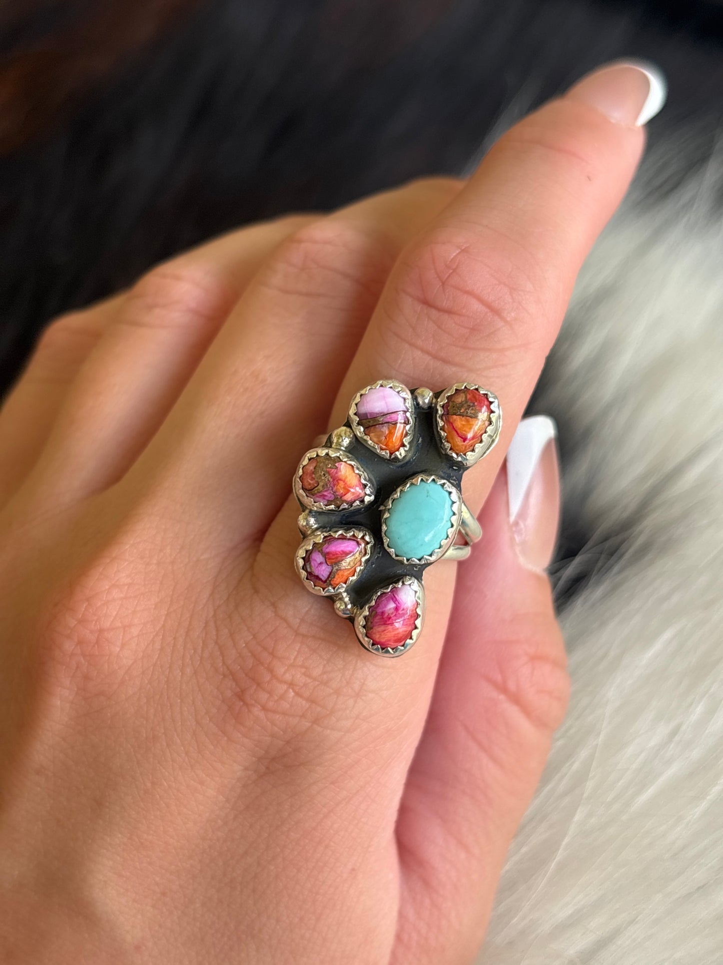 Native American, Hand-Made, Mojave, Turquoise & Sterling Silver Ring