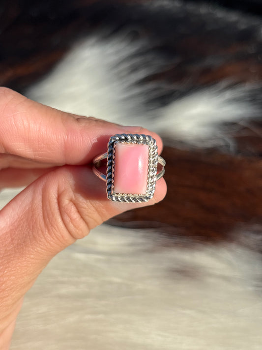 Native American, Hand-Made, Pink Conch & Sterling Silver Ring