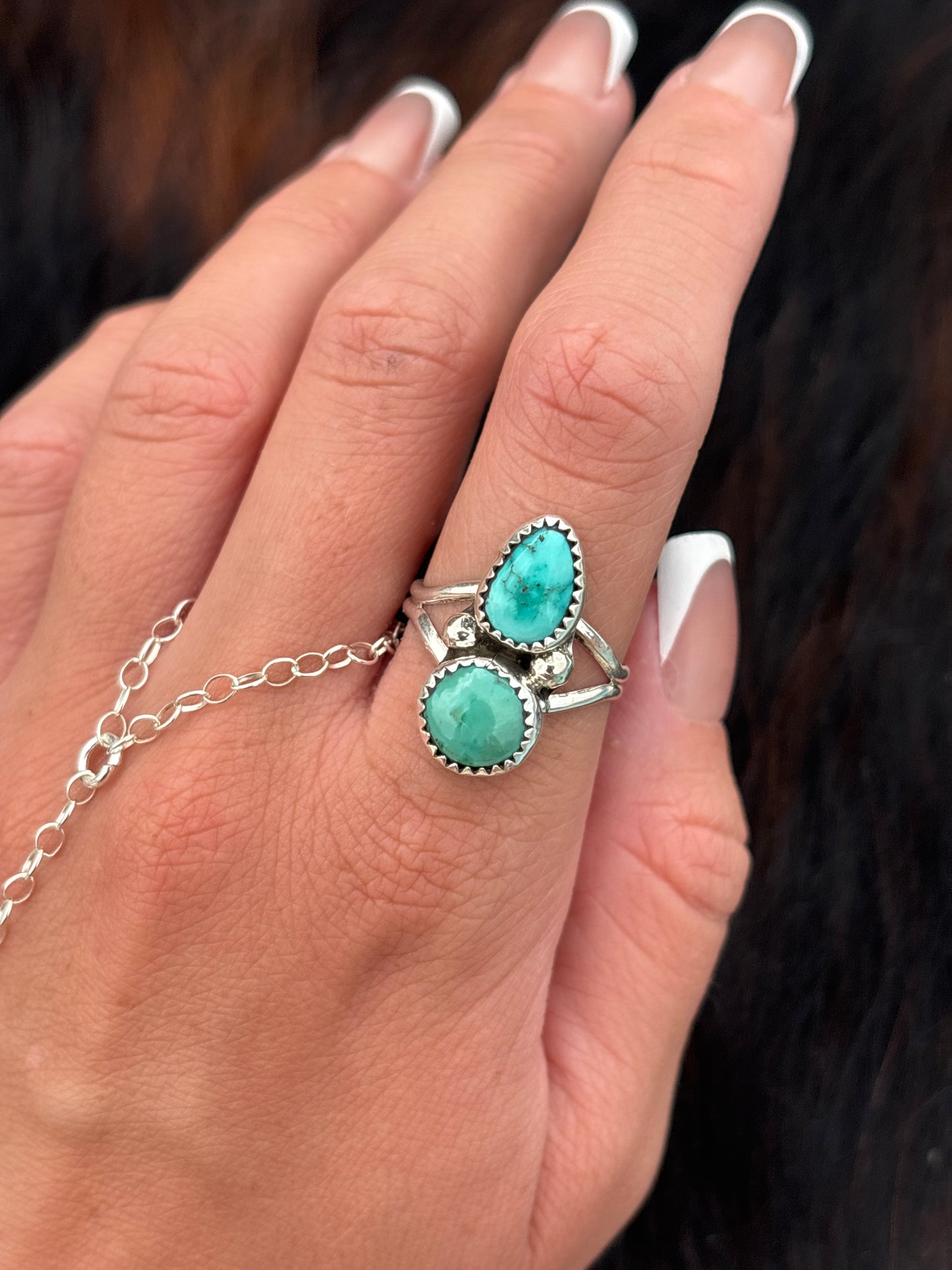 Native American, Hand-Made, Emerald Valley Turquoise & Sterling Silver Ring