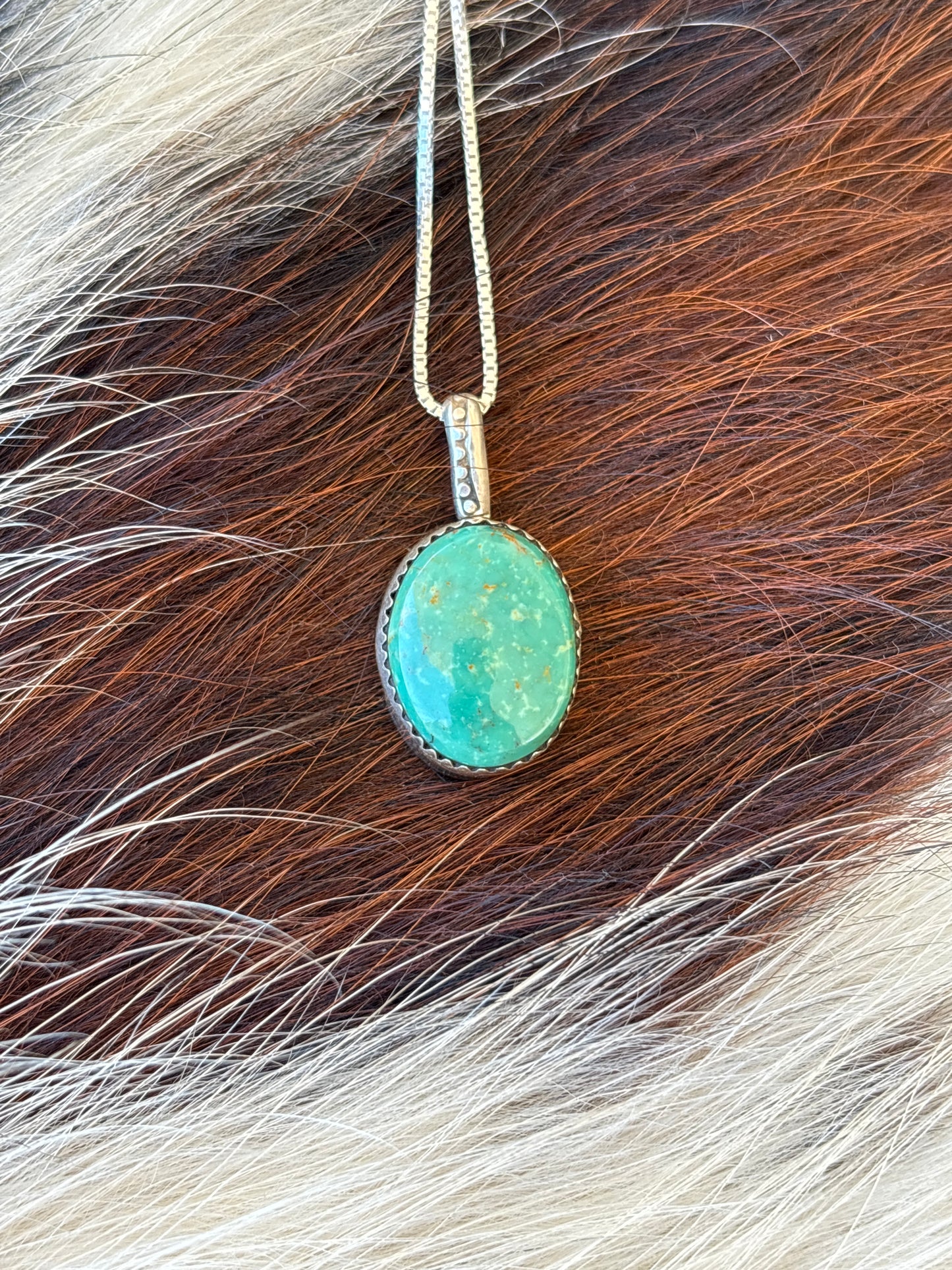 Native American, Hand-Made, Turquoise & Sterling Silver Necklace