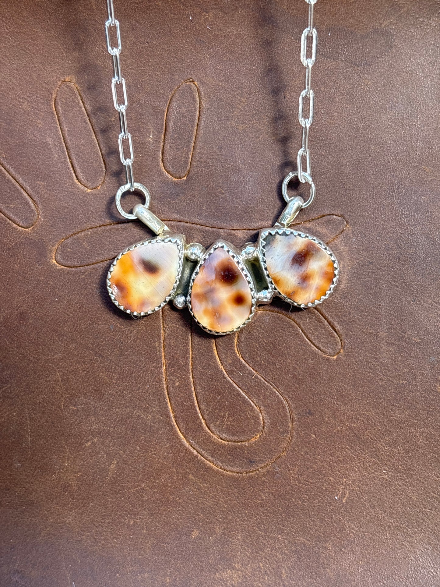 Native American, Hand-Made, Cowrie & Sterling Silver Necklace