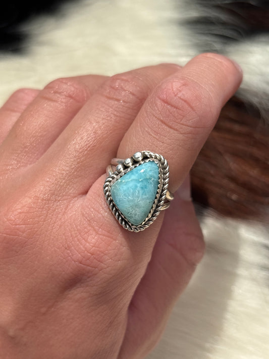 Native American, Hand-Made, Larimar & Sterling Silver Ring