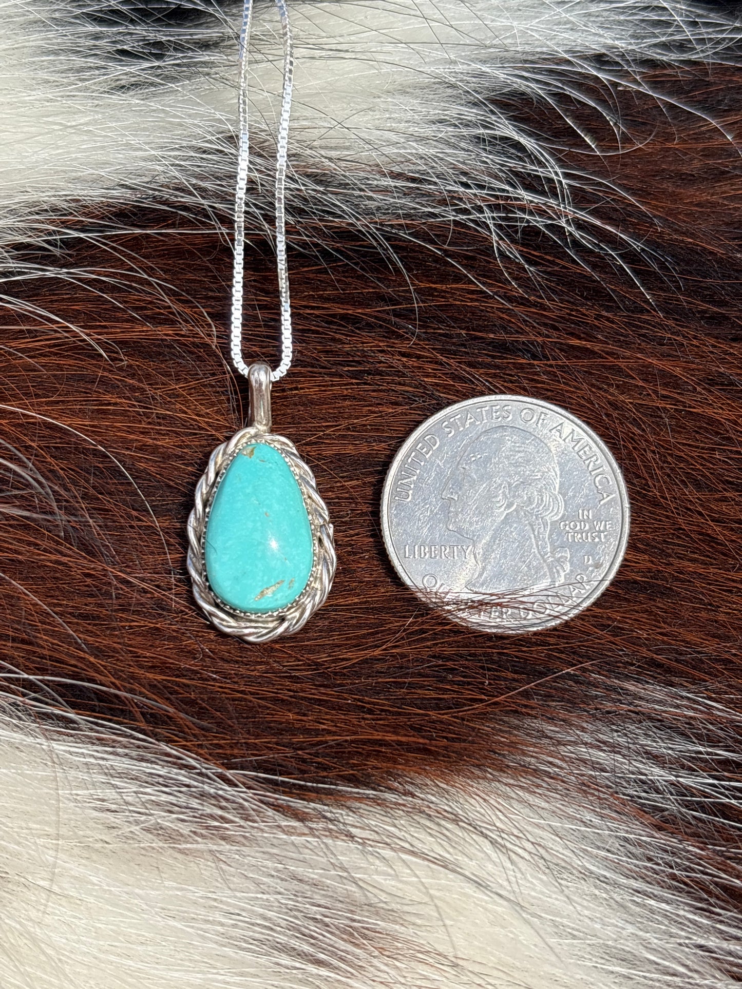 Native American, Hand-Made, Blue Glacier Turquoise & Sterling Silver Necklace