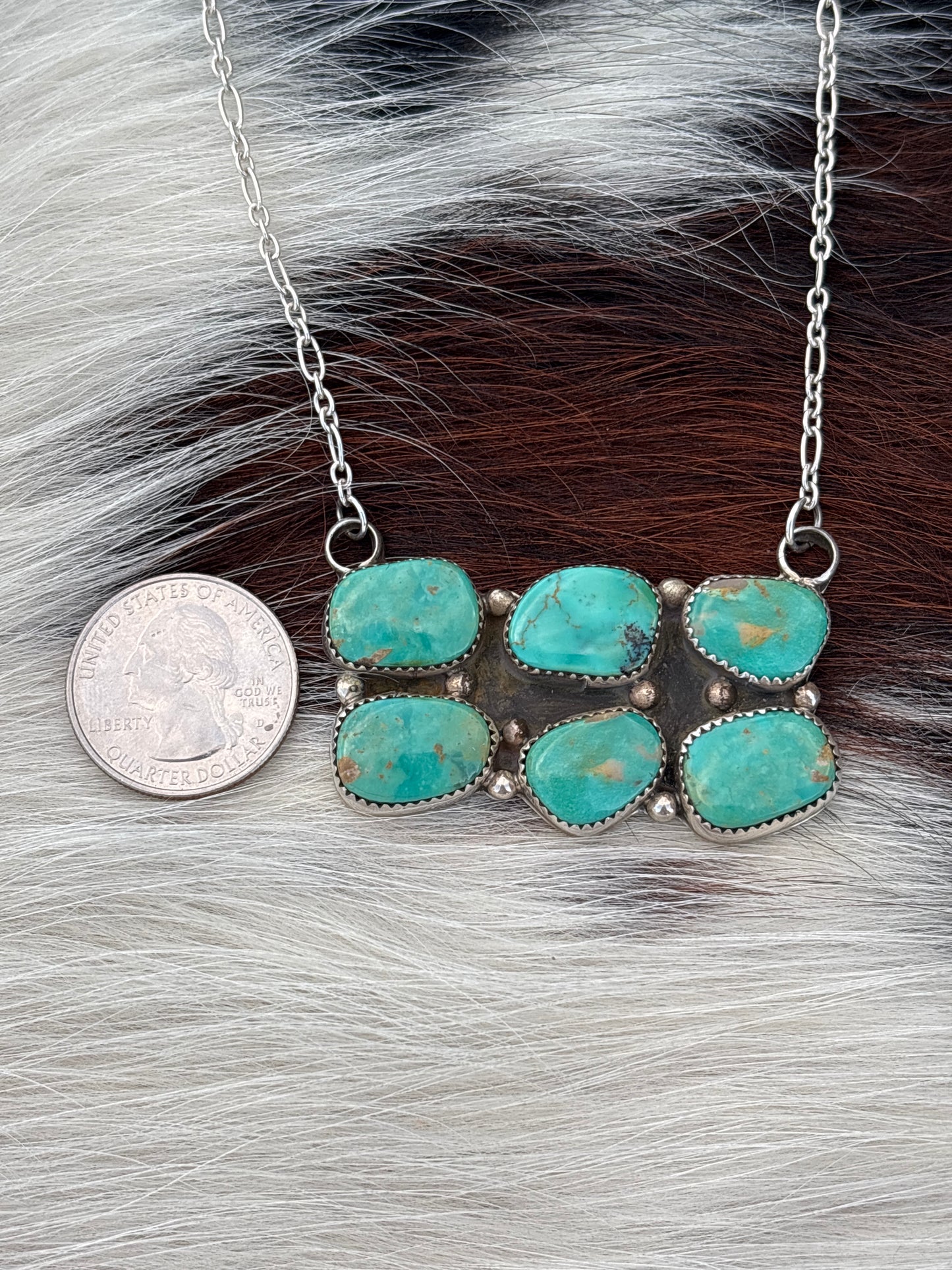 Native American, Hand-Made, Turquoise & Sterling Silver Necklace