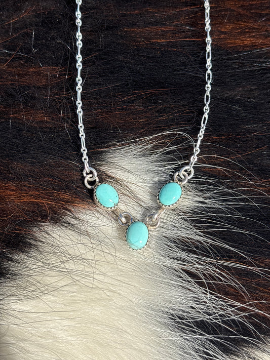 Native American, Hand-Made, Turquoise & Sterling Silver Necklace