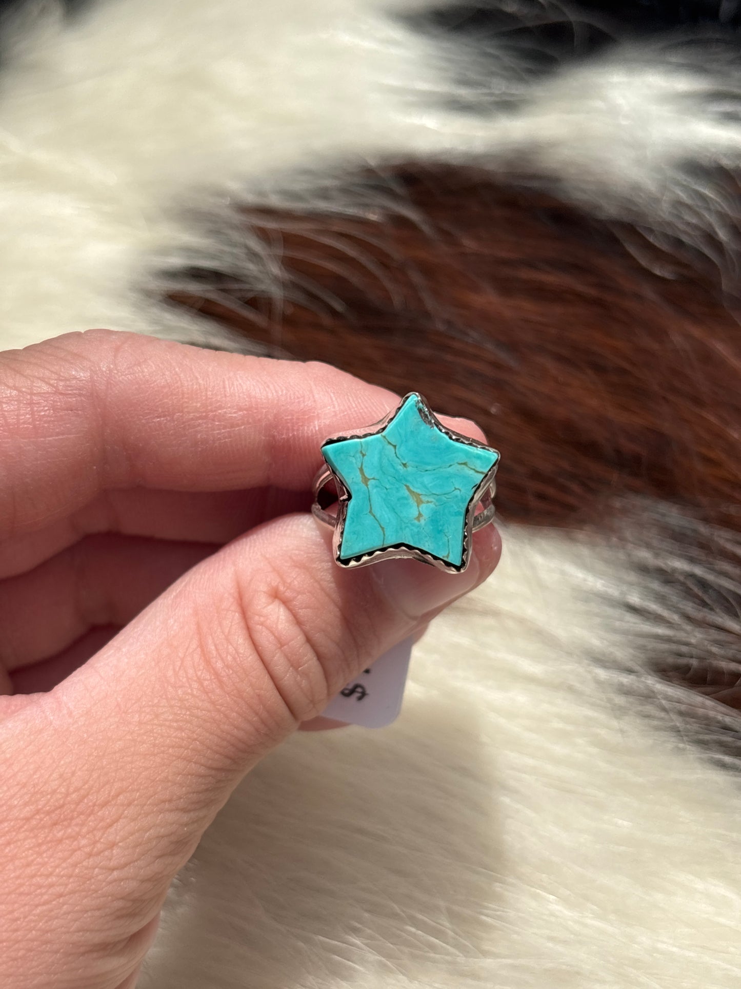 Native American, Hand-Made, Turquoise & Sterling Silver Star Ring