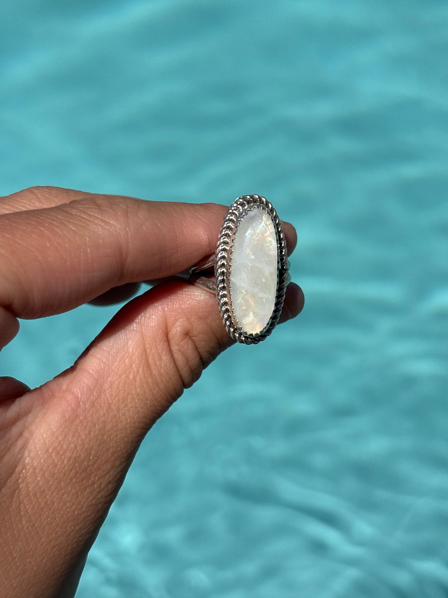 Native American, Hand-Made, Moonstone & Sterling Silver Ring